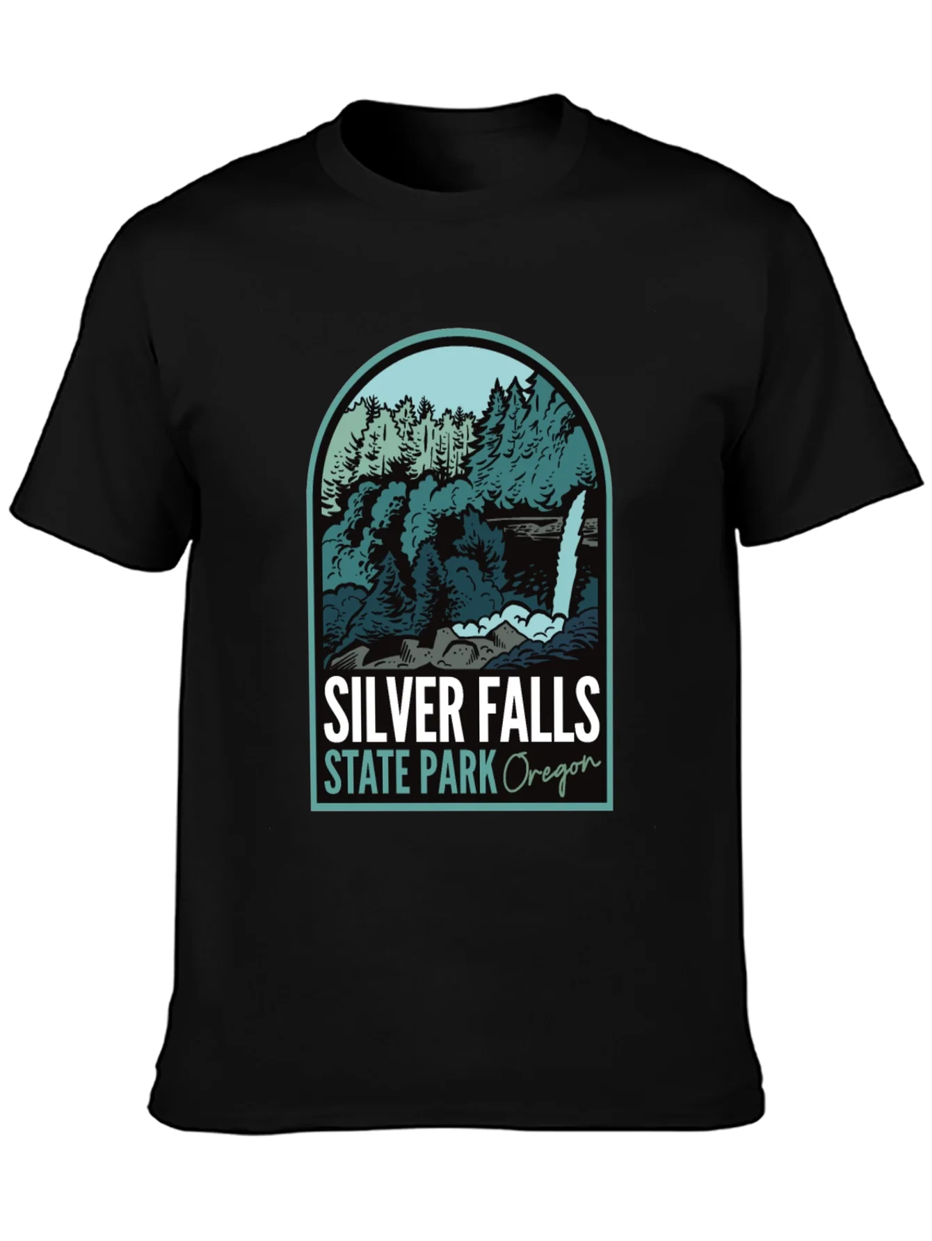 Camiseta Negra Silver Falls State Park Oregon