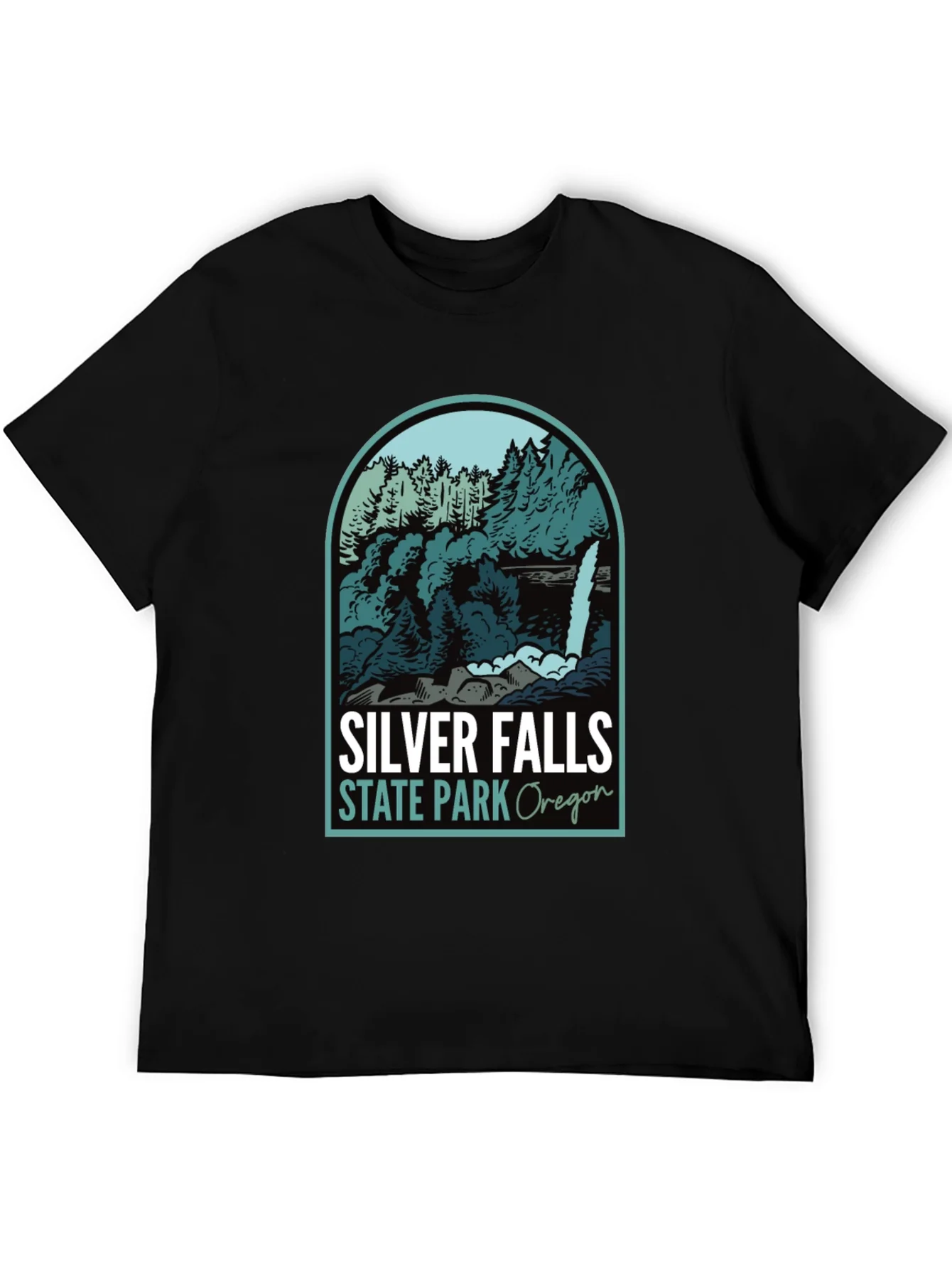 Camiseta Negra Silver Falls State Park Oregon
