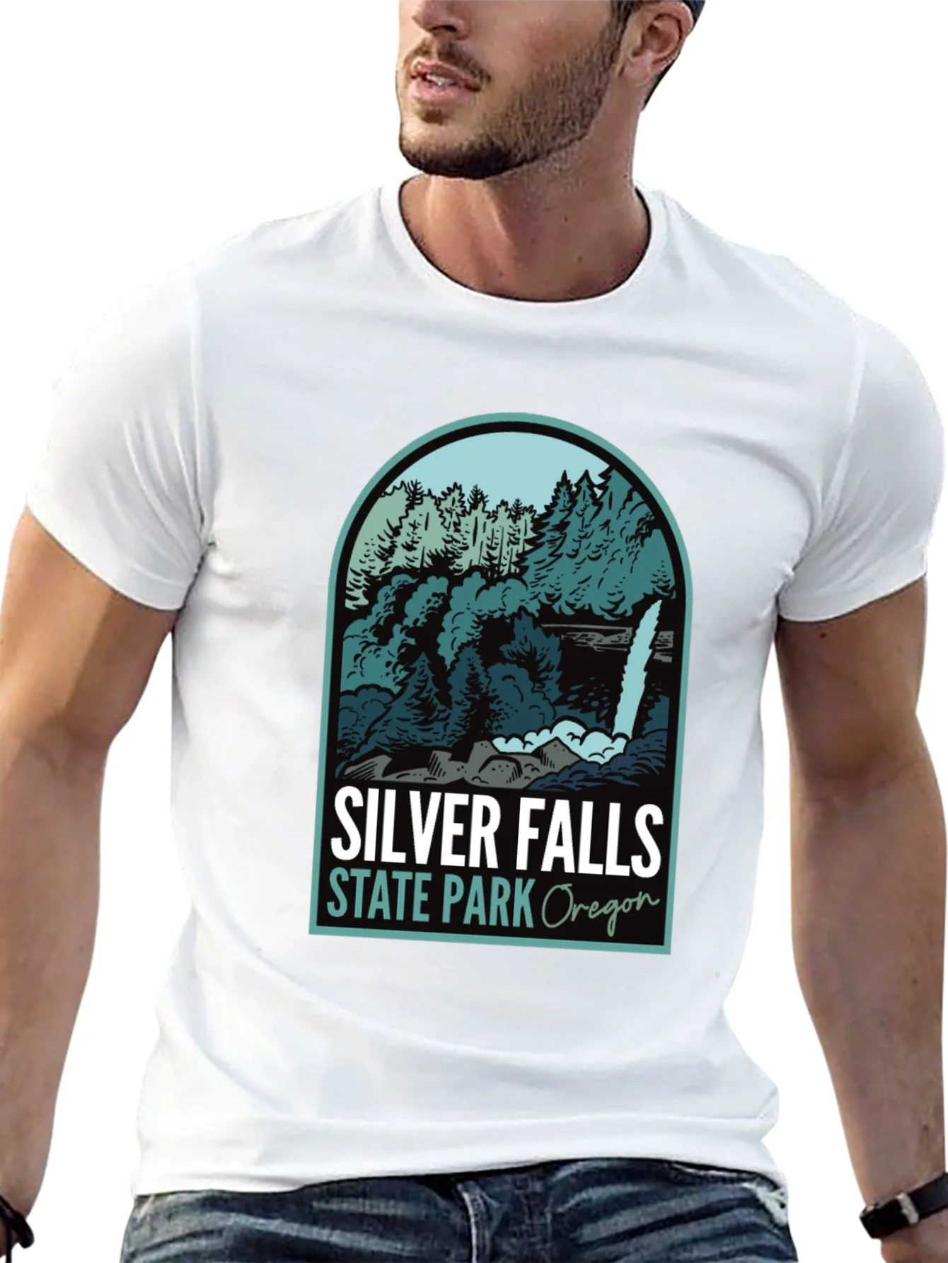 Camiseta Negra Silver Falls State Park Oregon