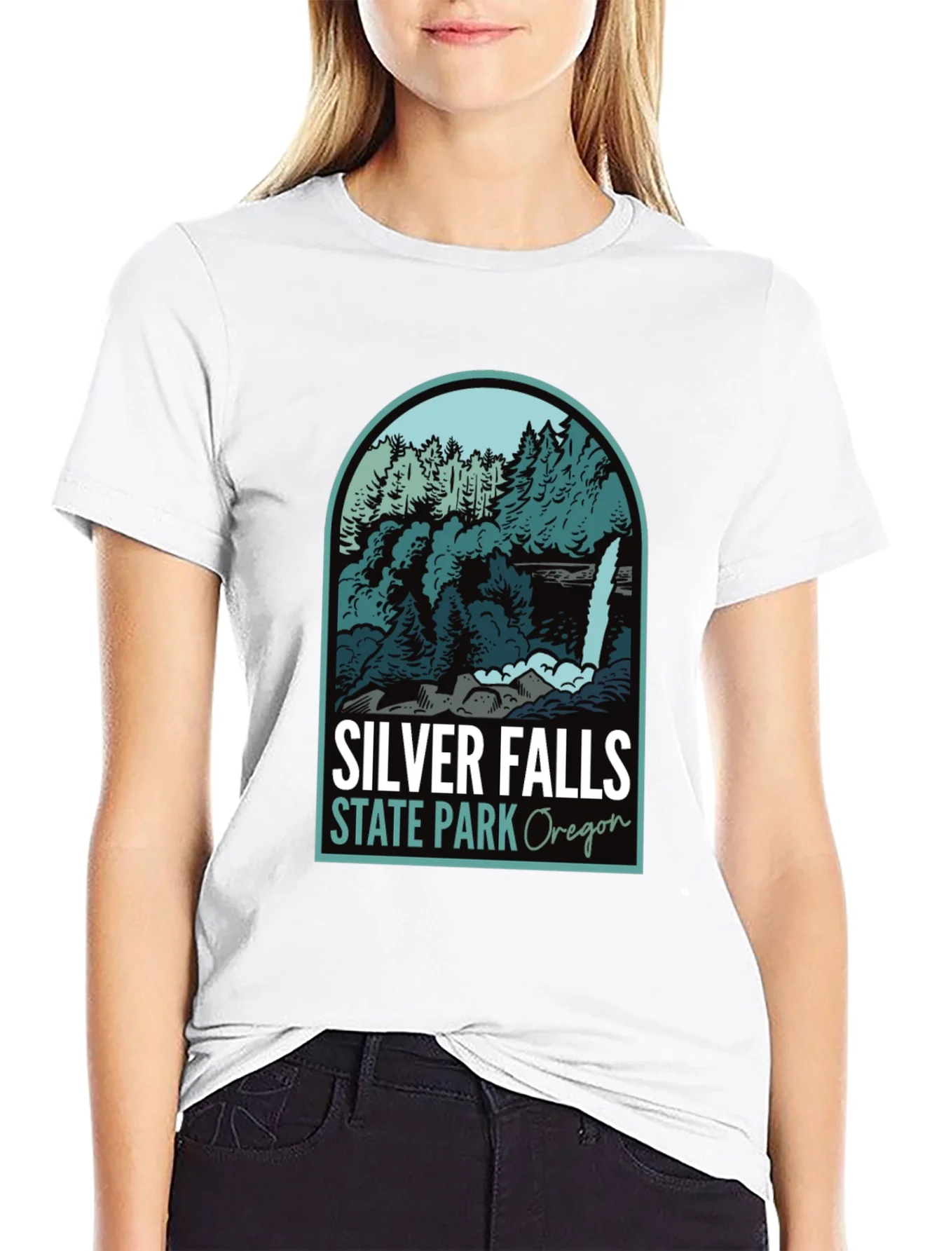 Camiseta Negra Silver Falls State Park Oregon