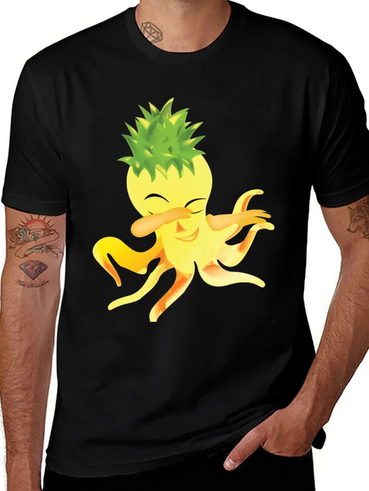 Camiseta Negra con Dise?o Divertido de Pi?a Octopus Dabbing