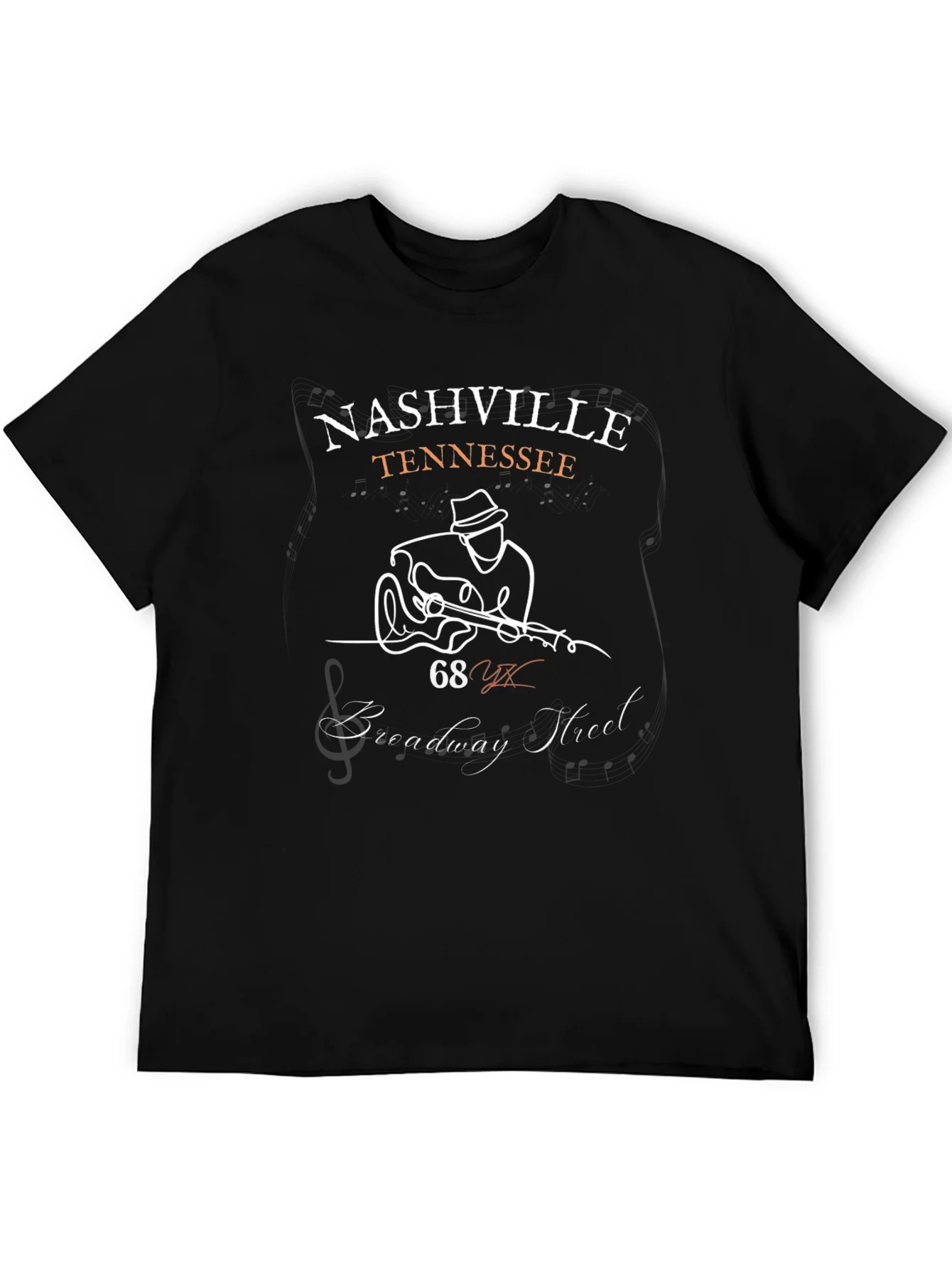 Camiseta Negra Nashville Tennessee Guitarrista