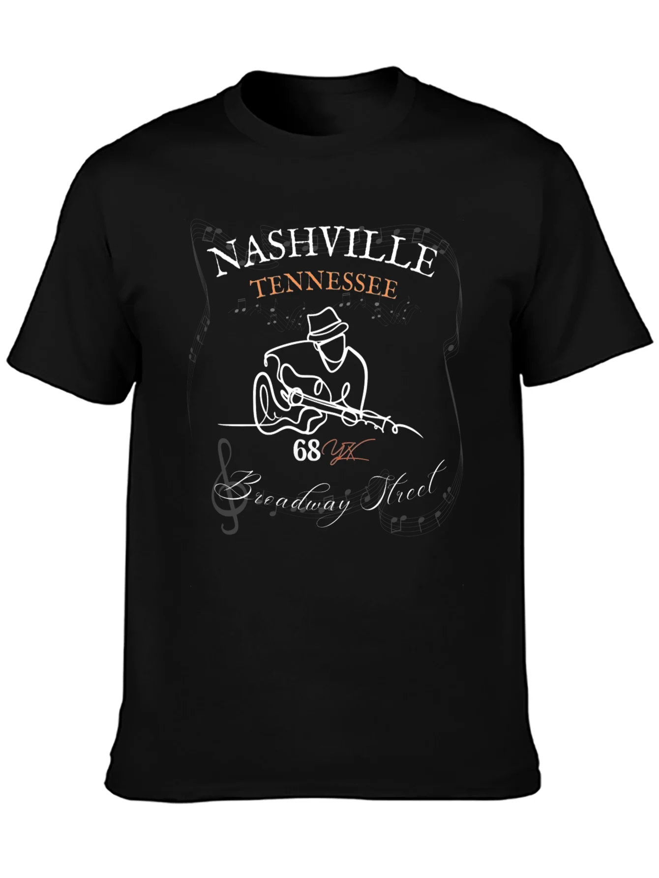 Camiseta Negra Nashville Tennessee Guitarrista