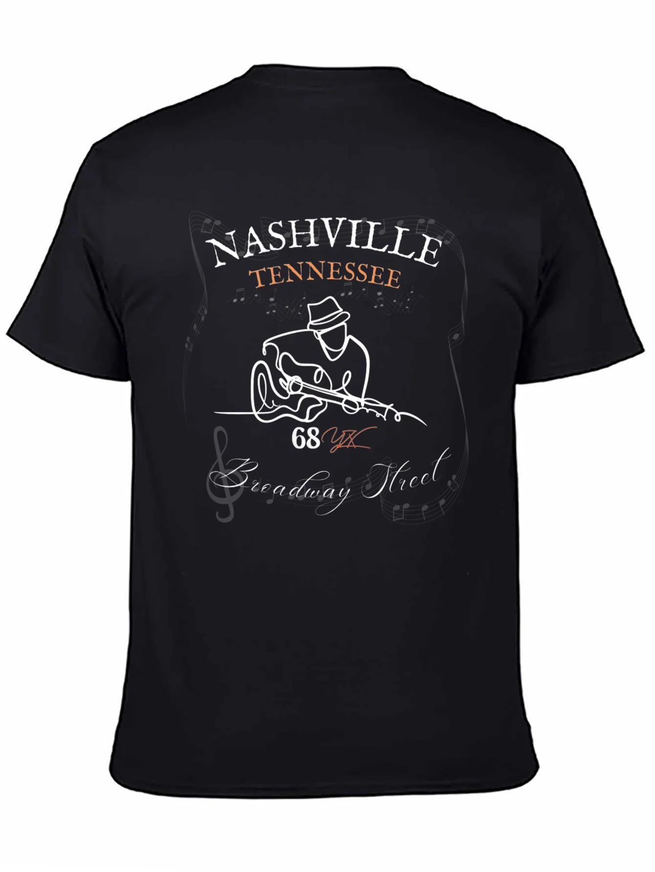 Camiseta Negra Nashville Tennessee Guitarrista