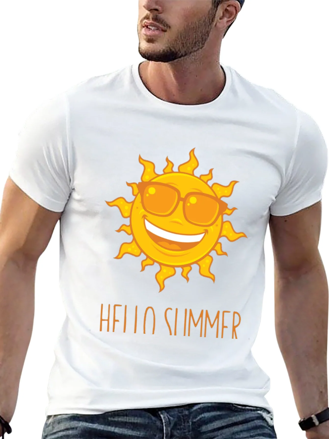 Camiseta Negra con Sol y Hola Verano
