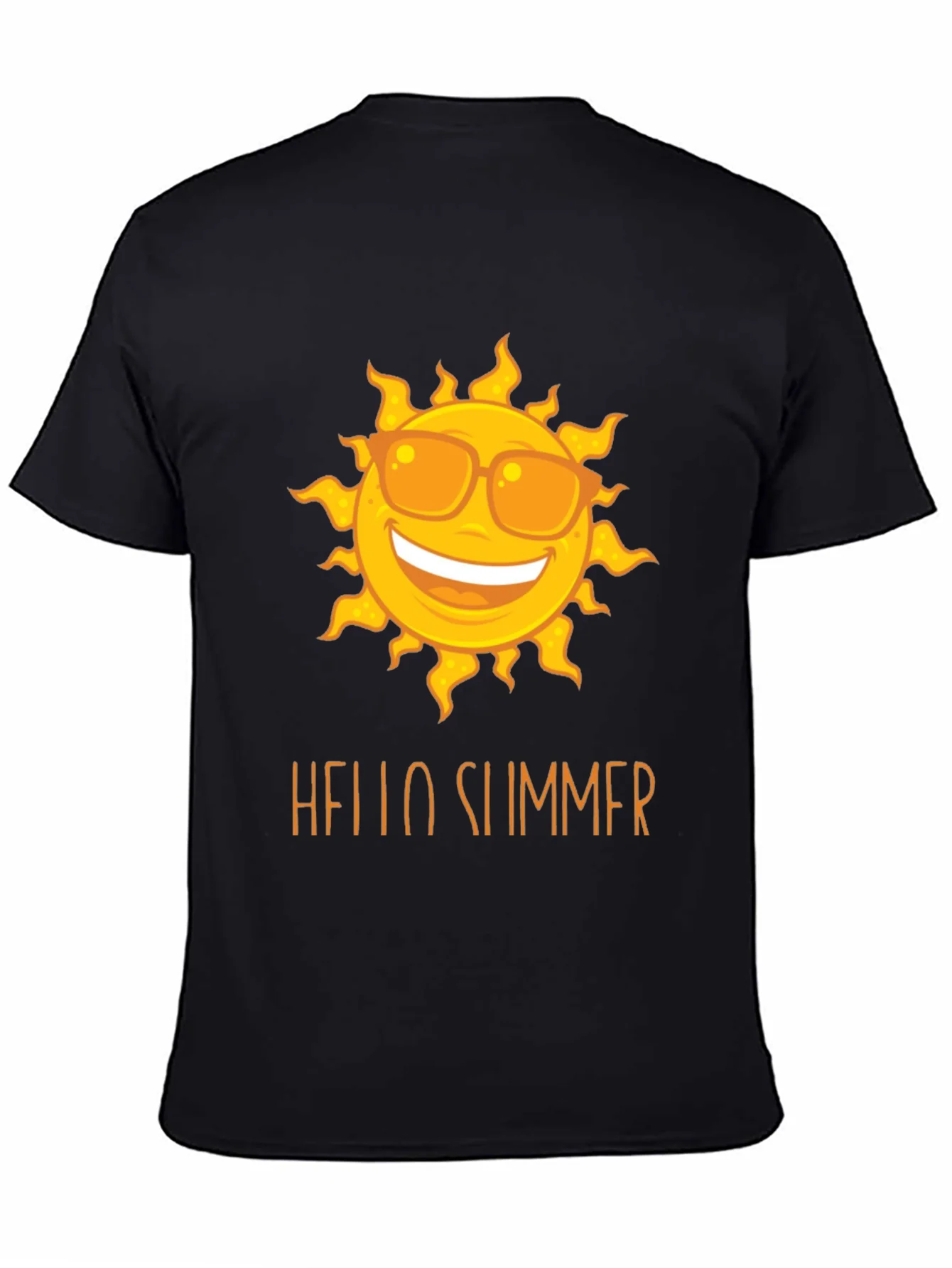 Camiseta Negra con Sol y Hola Verano