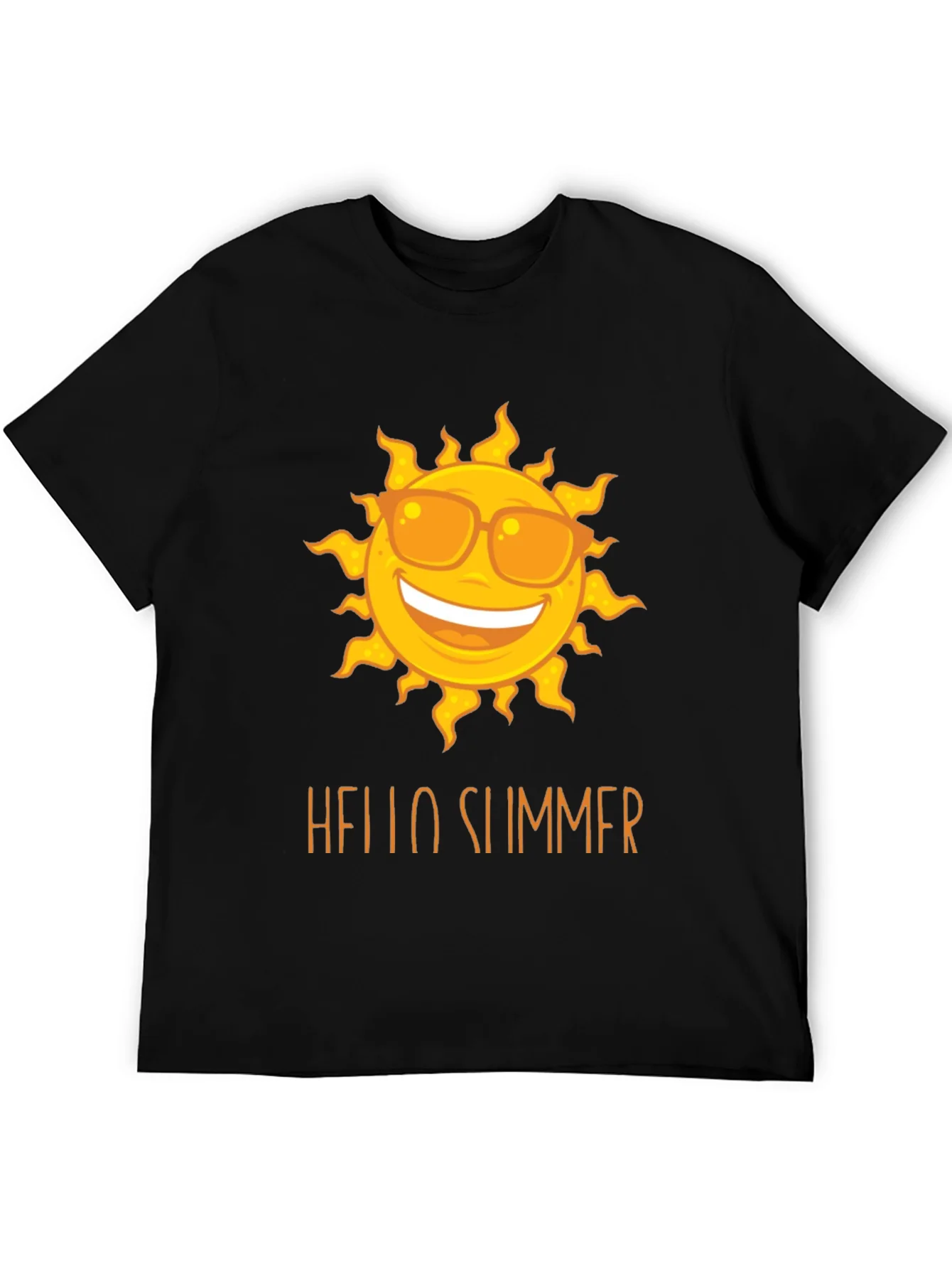 Camiseta Negra con Sol y Hola Verano