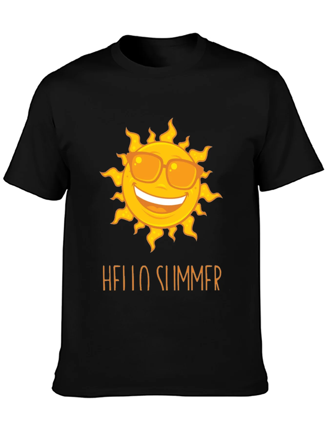 Camiseta Negra con Sol y Hola Verano