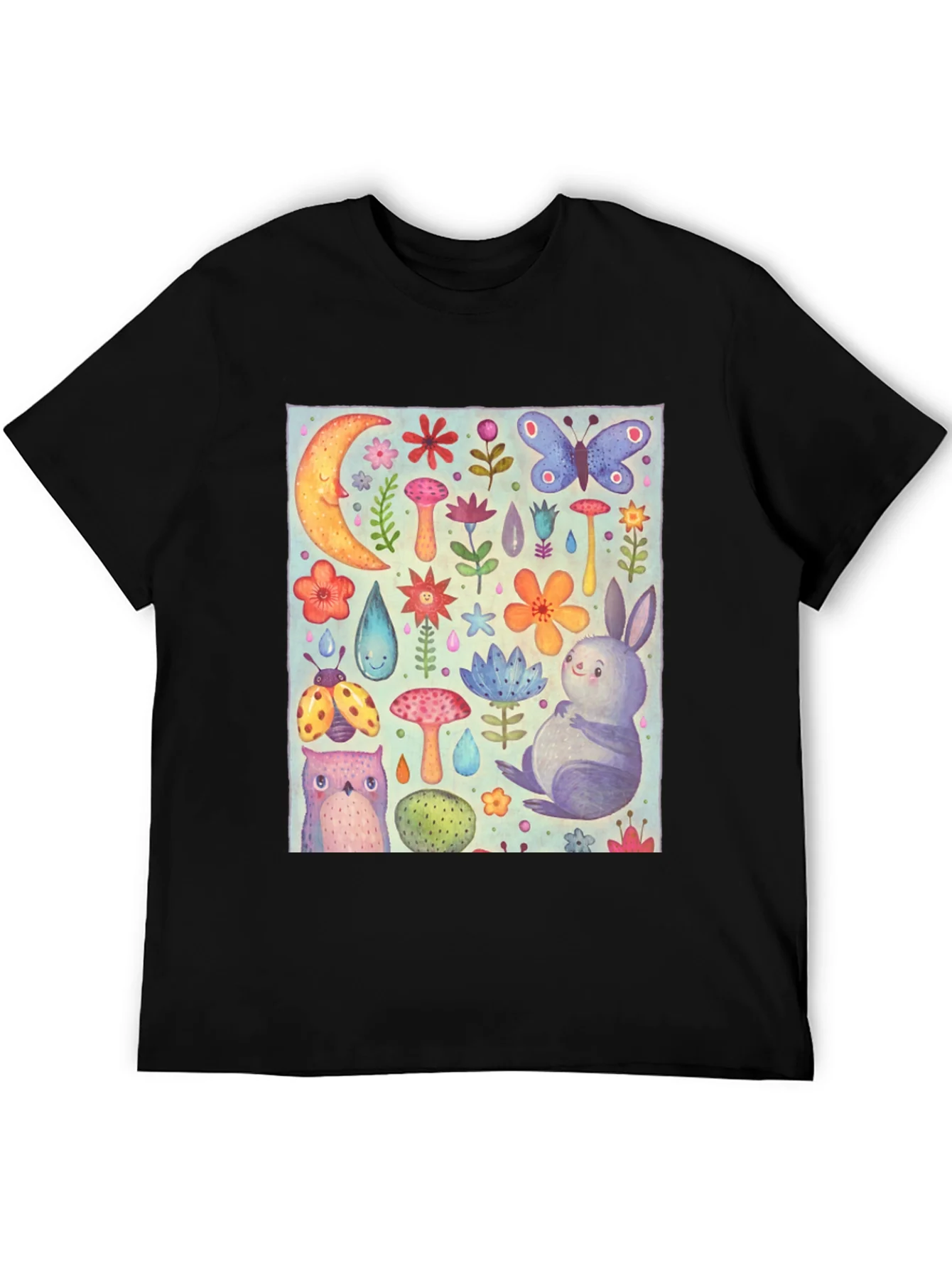 Camiseta Negra con Dise?o Bosque M¨¢gico