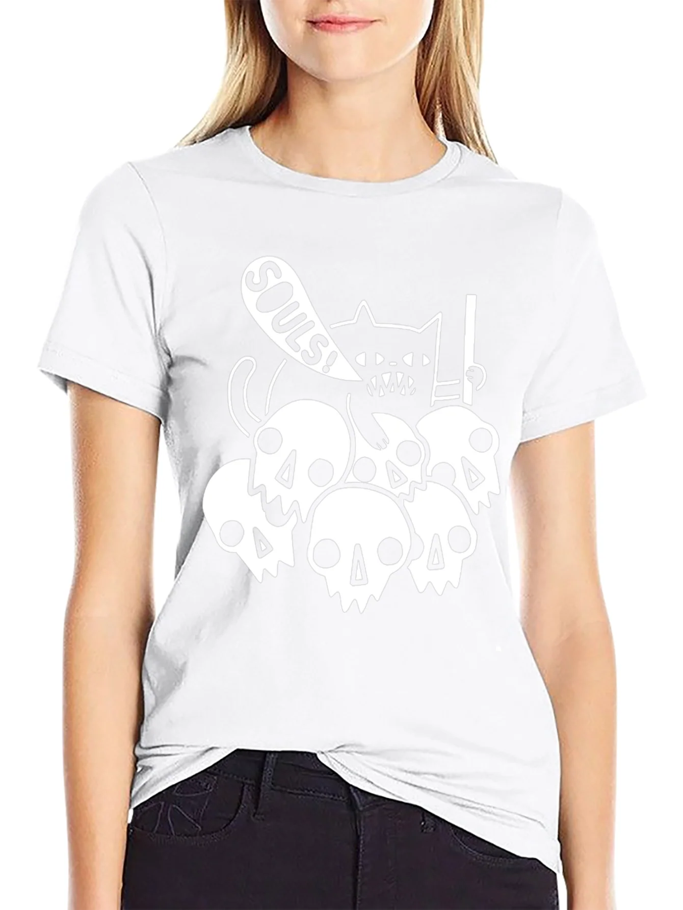 Camiseta Negra Calaveras y Gato Souls!