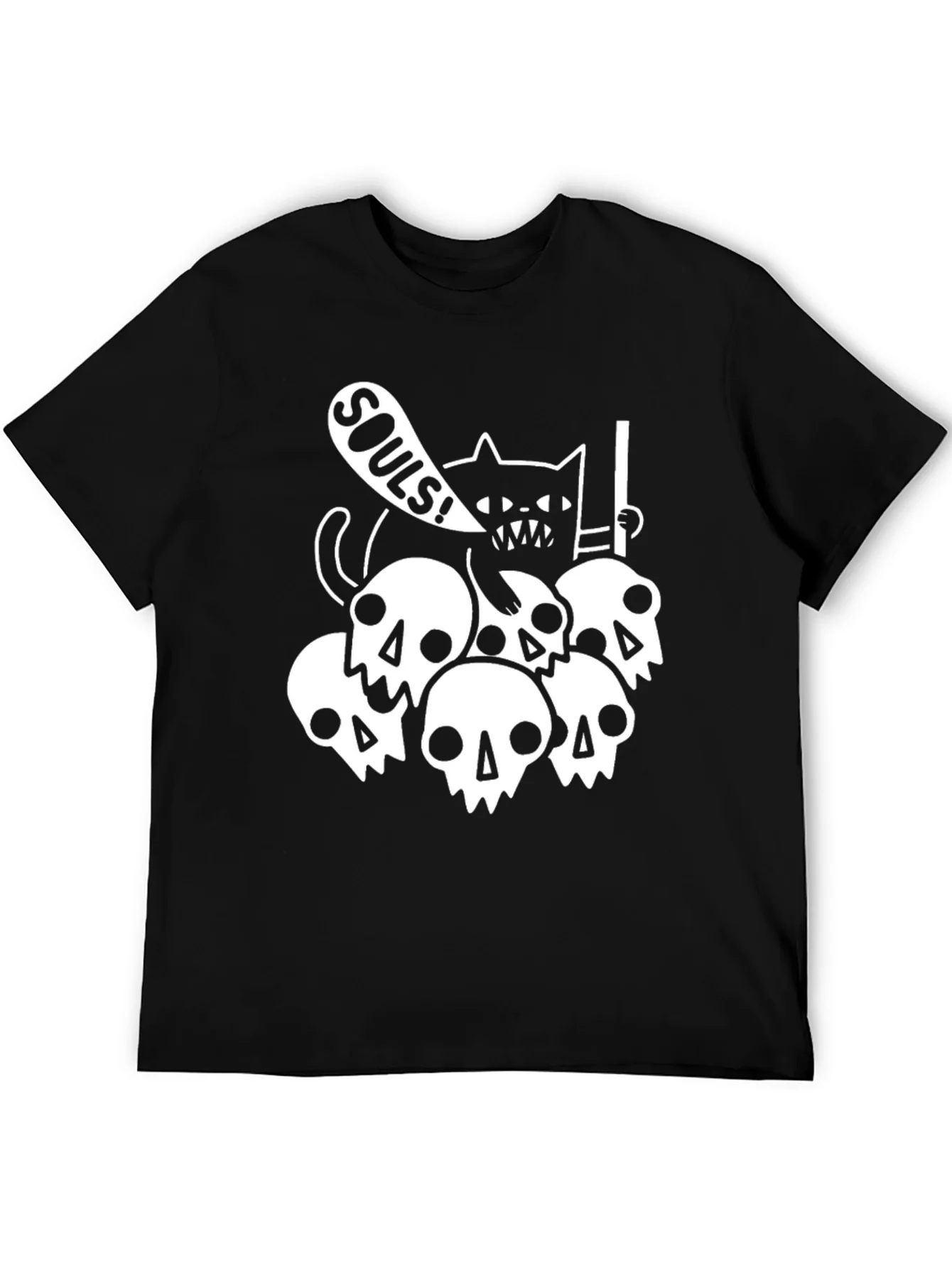 Camiseta Negra Calaveras y Gato Souls!