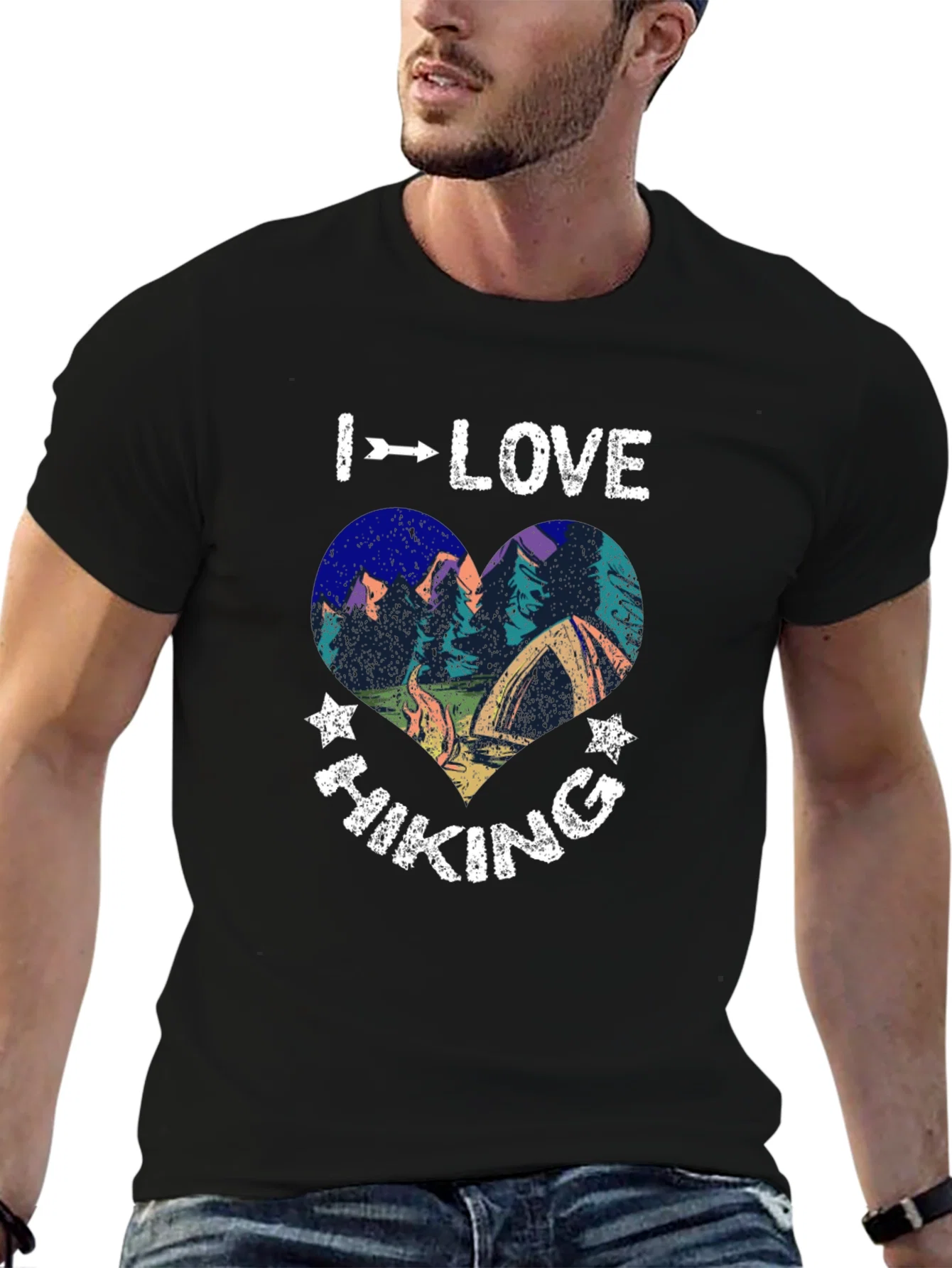 Rebbecca I Love Hiking Graphic Tee - Heart Design