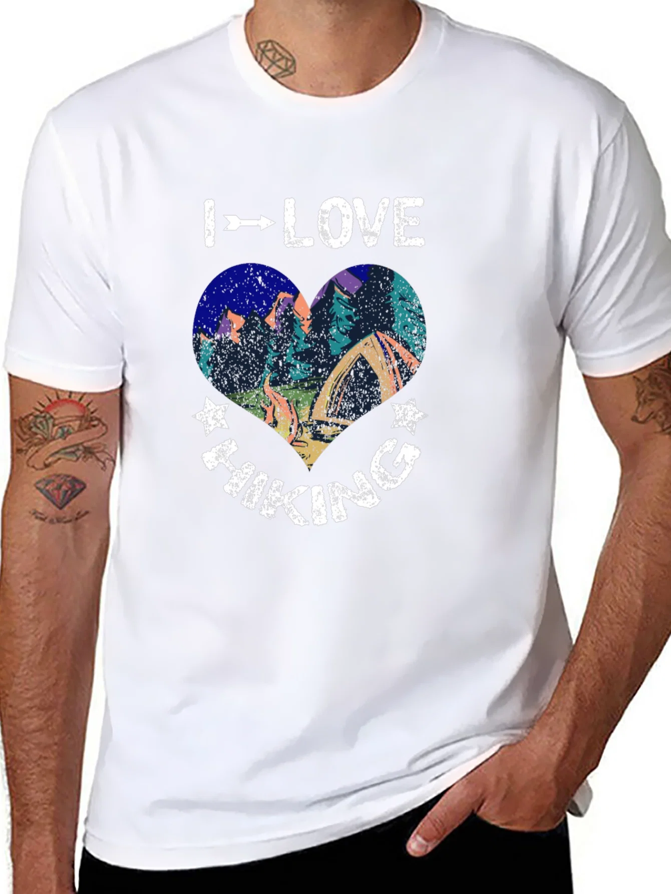 Rebbecca I Love Hiking Graphic Tee - Heart Design
