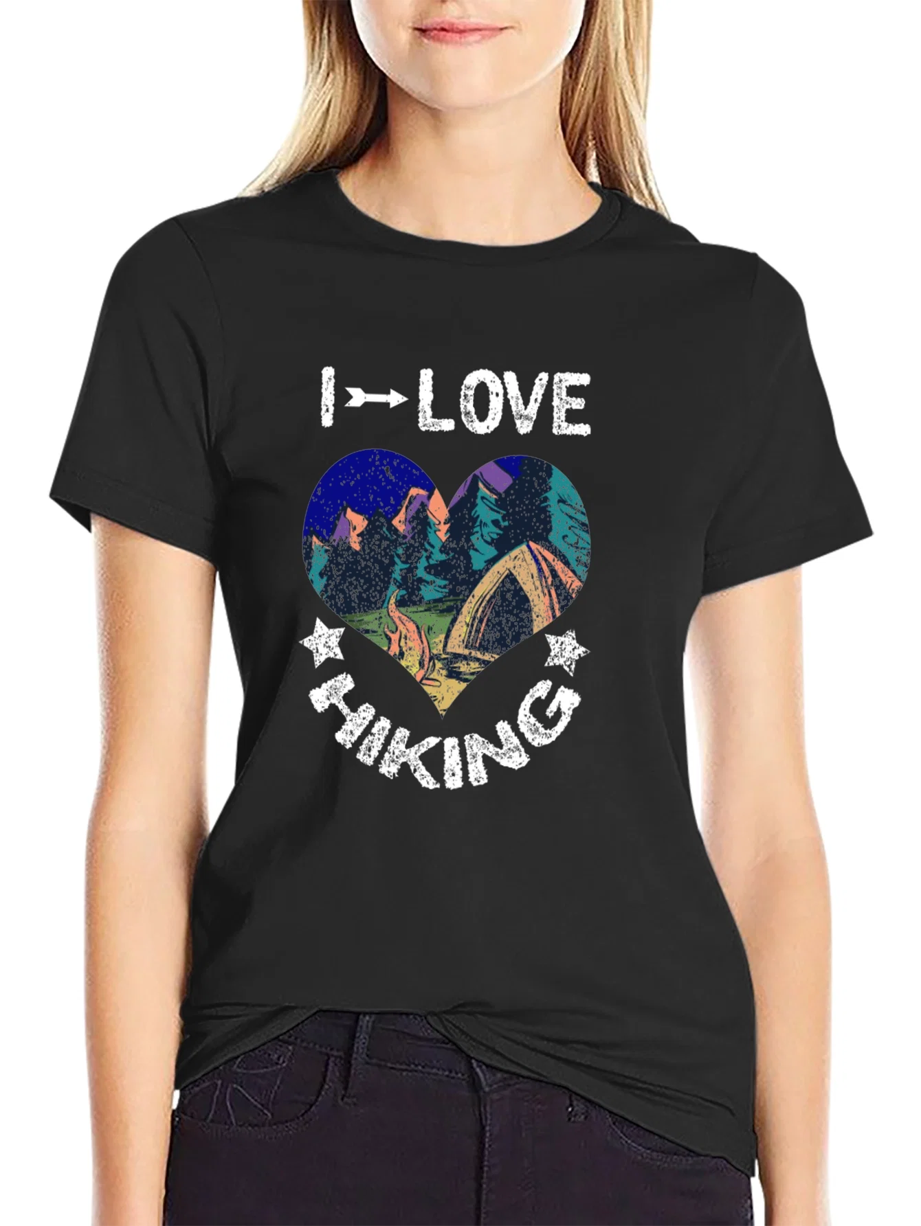 Rebbecca I Love Hiking Graphic Tee - Heart Design