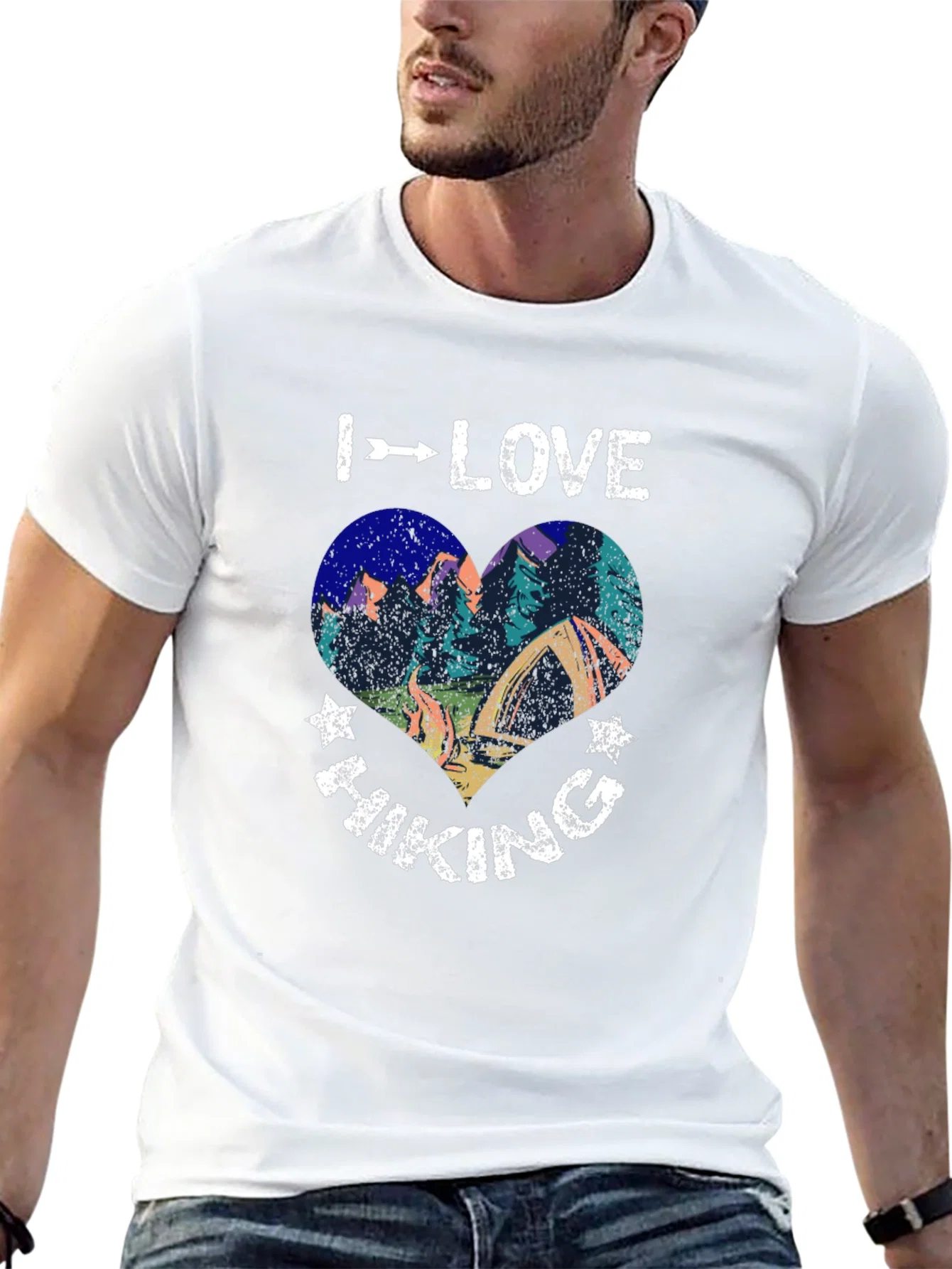 Rebbecca I Love Hiking Graphic Tee - Heart Design