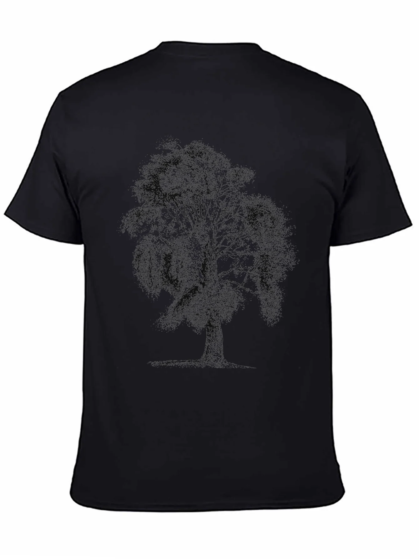 Camiseta Negra Estampado ¨¢rbol Casual Hombre