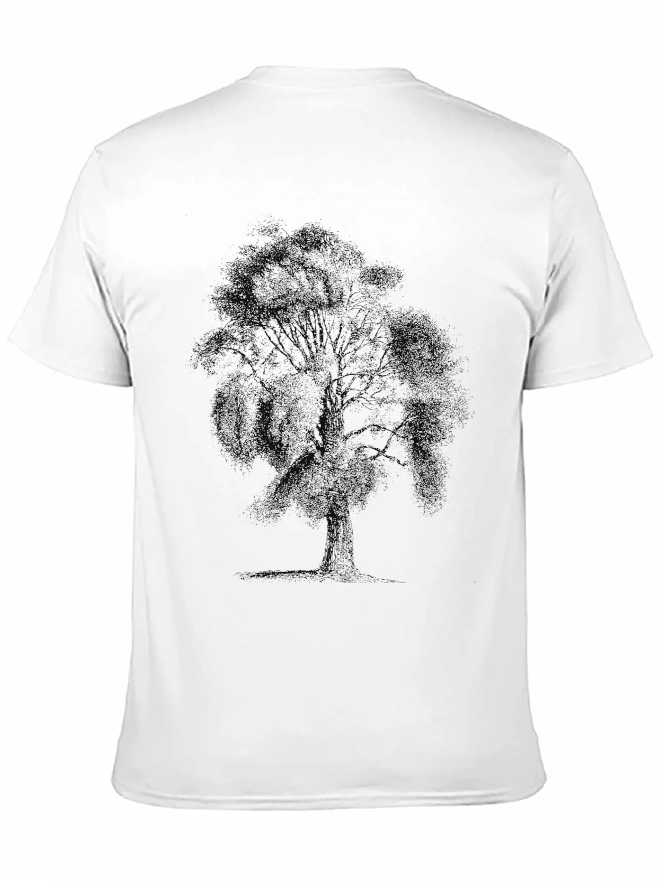 Camiseta Negra Estampado ¨¢rbol Casual Hombre