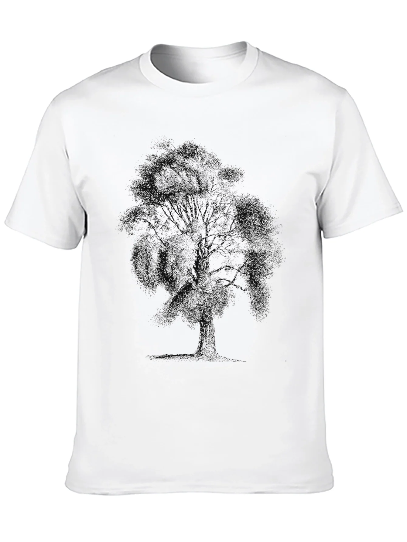 Camiseta Negra Estampado ¨¢rbol Casual Hombre