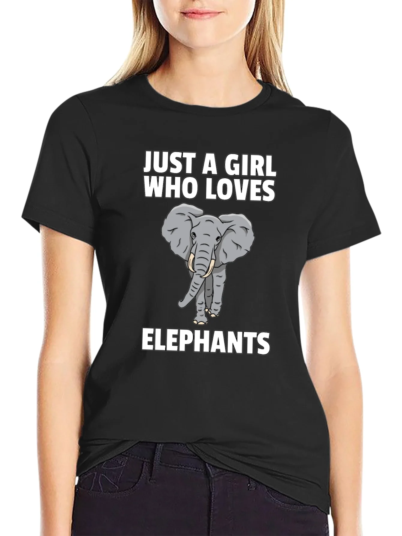 Camiseta Negra Amo los Elefantes para Mujer