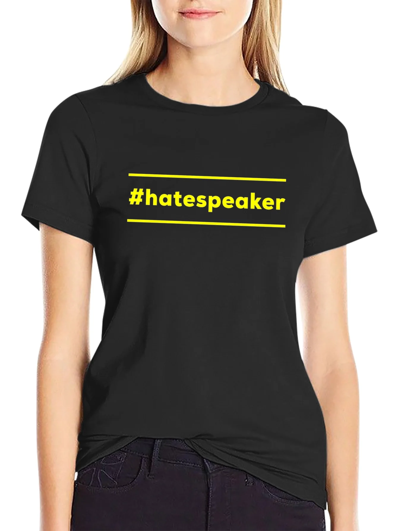 Camiseta Negra #hatespeaker con Dise?o ¨²nico