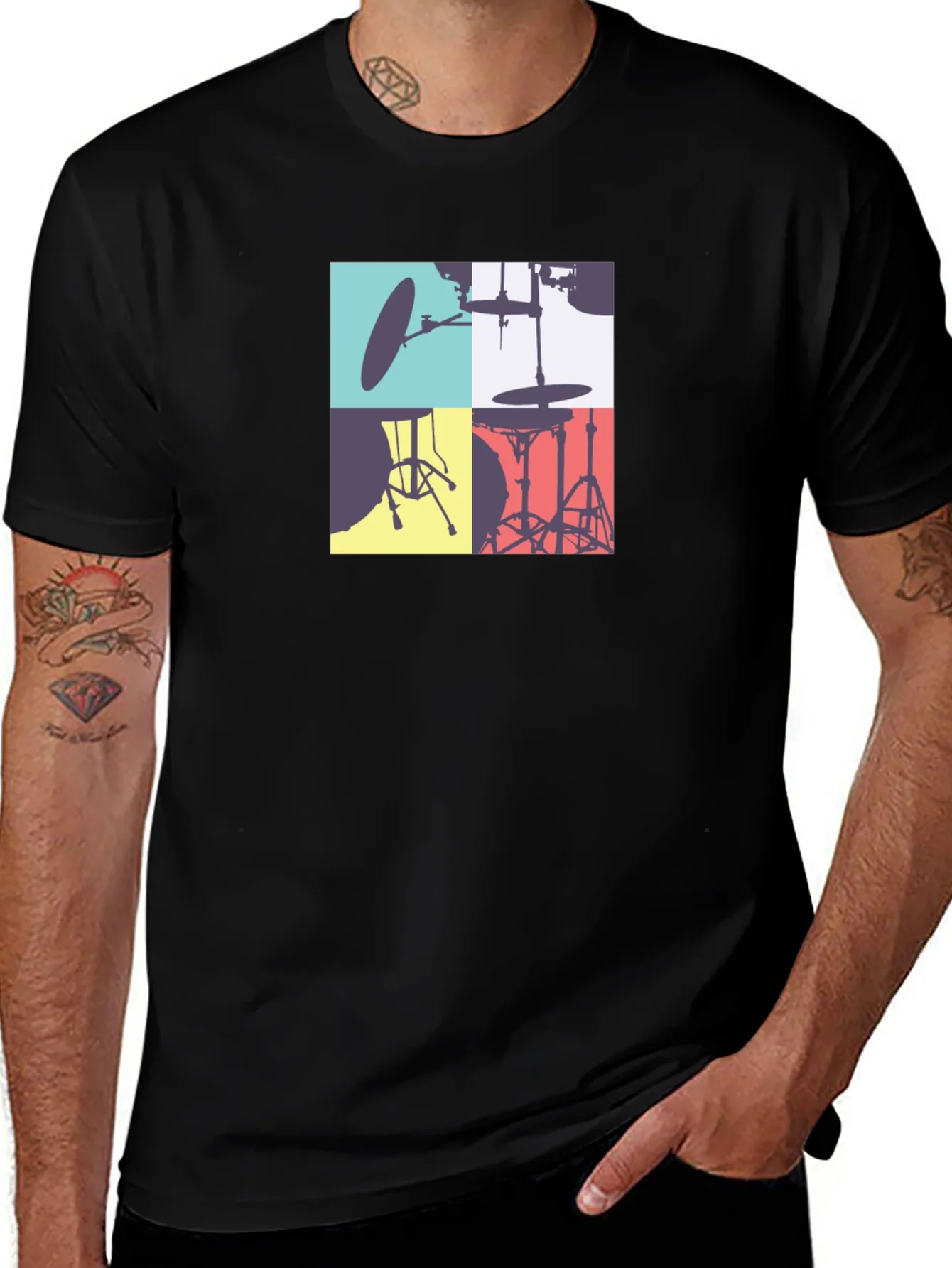 Rebbecca Drum Kit Graphic T-Shirt - Black Cotton Tee