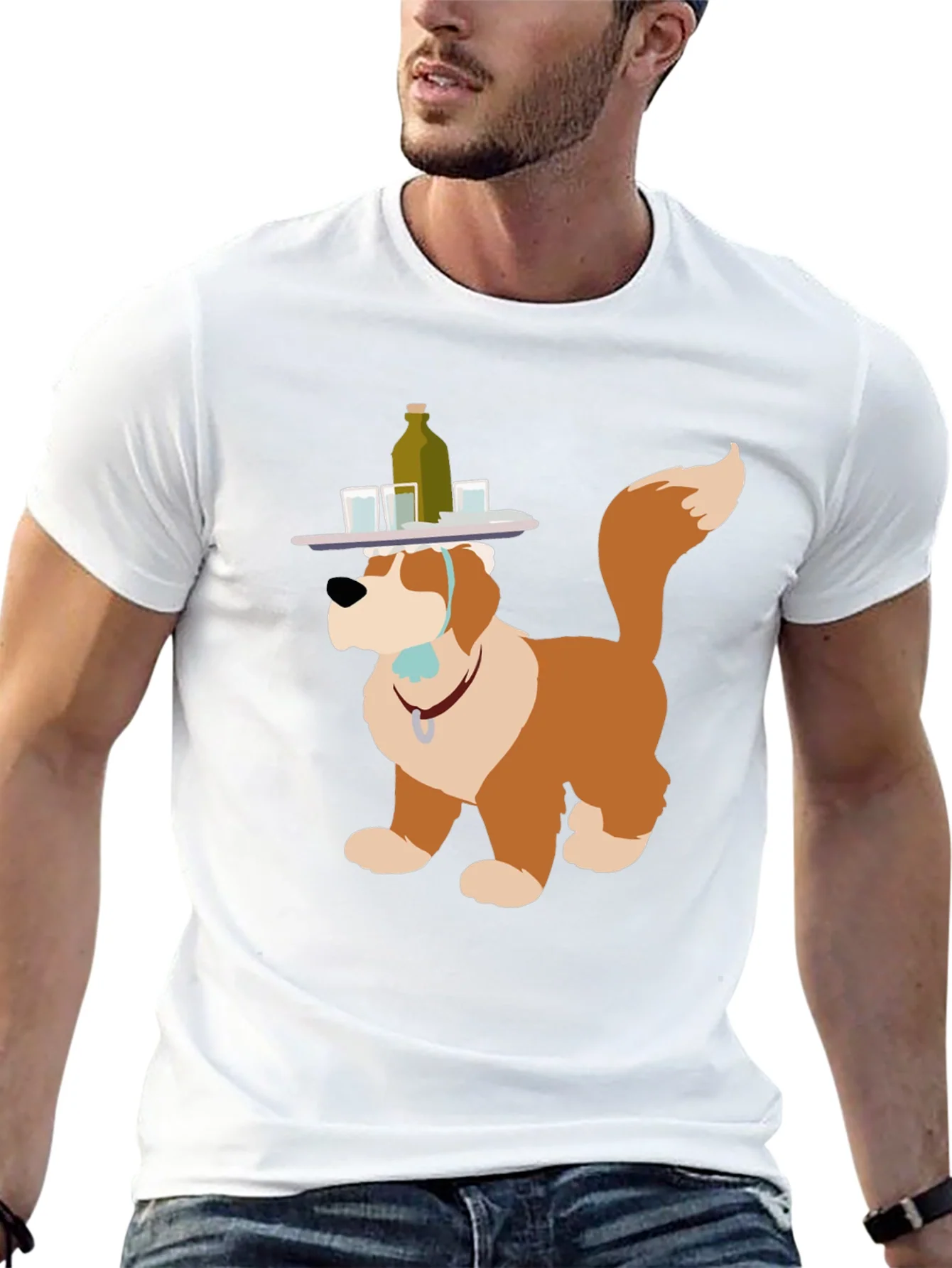 Camiseta Negra con Dise?o de Perro Cantinero