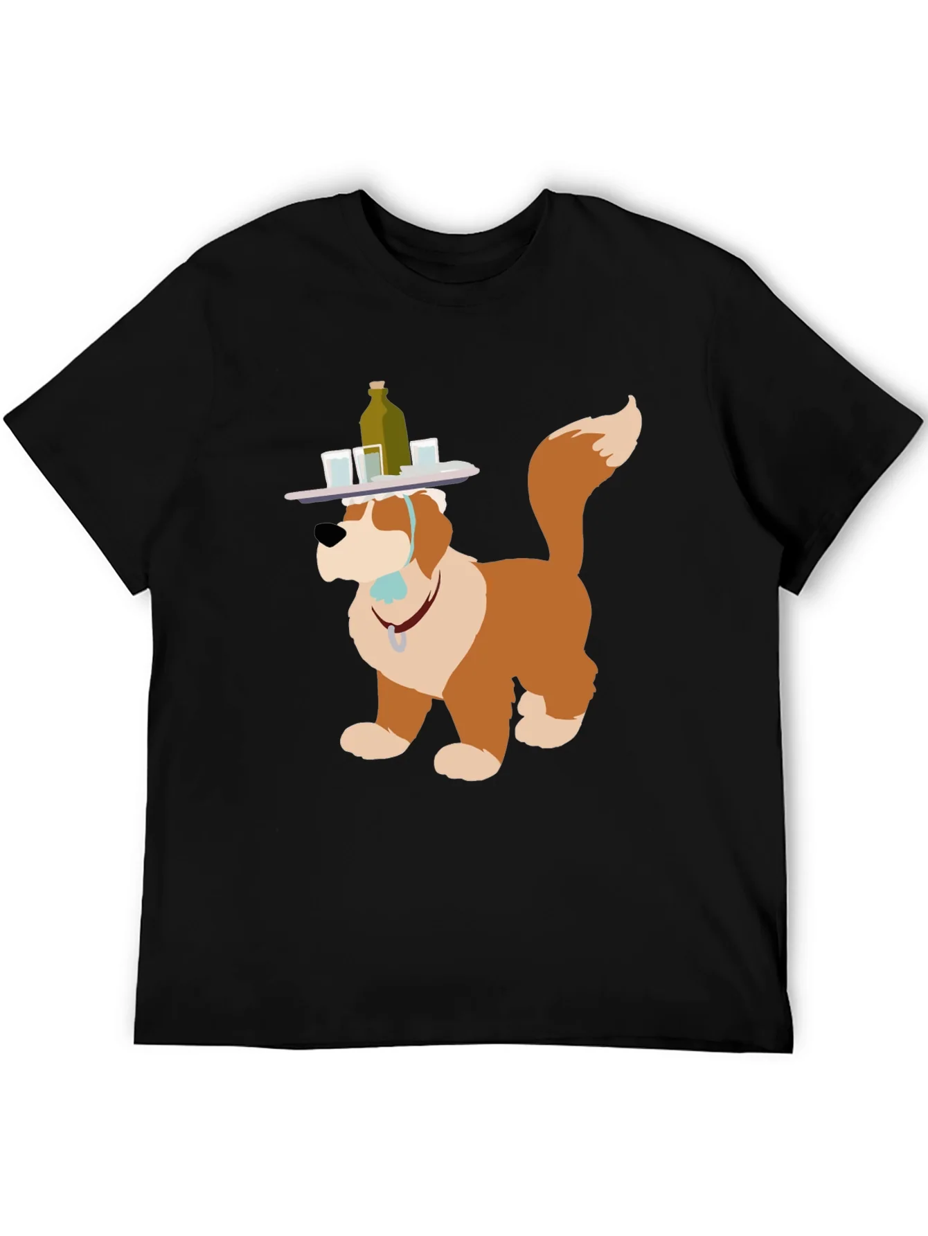 Camiseta Negra con Dise?o de Perro Cantinero
