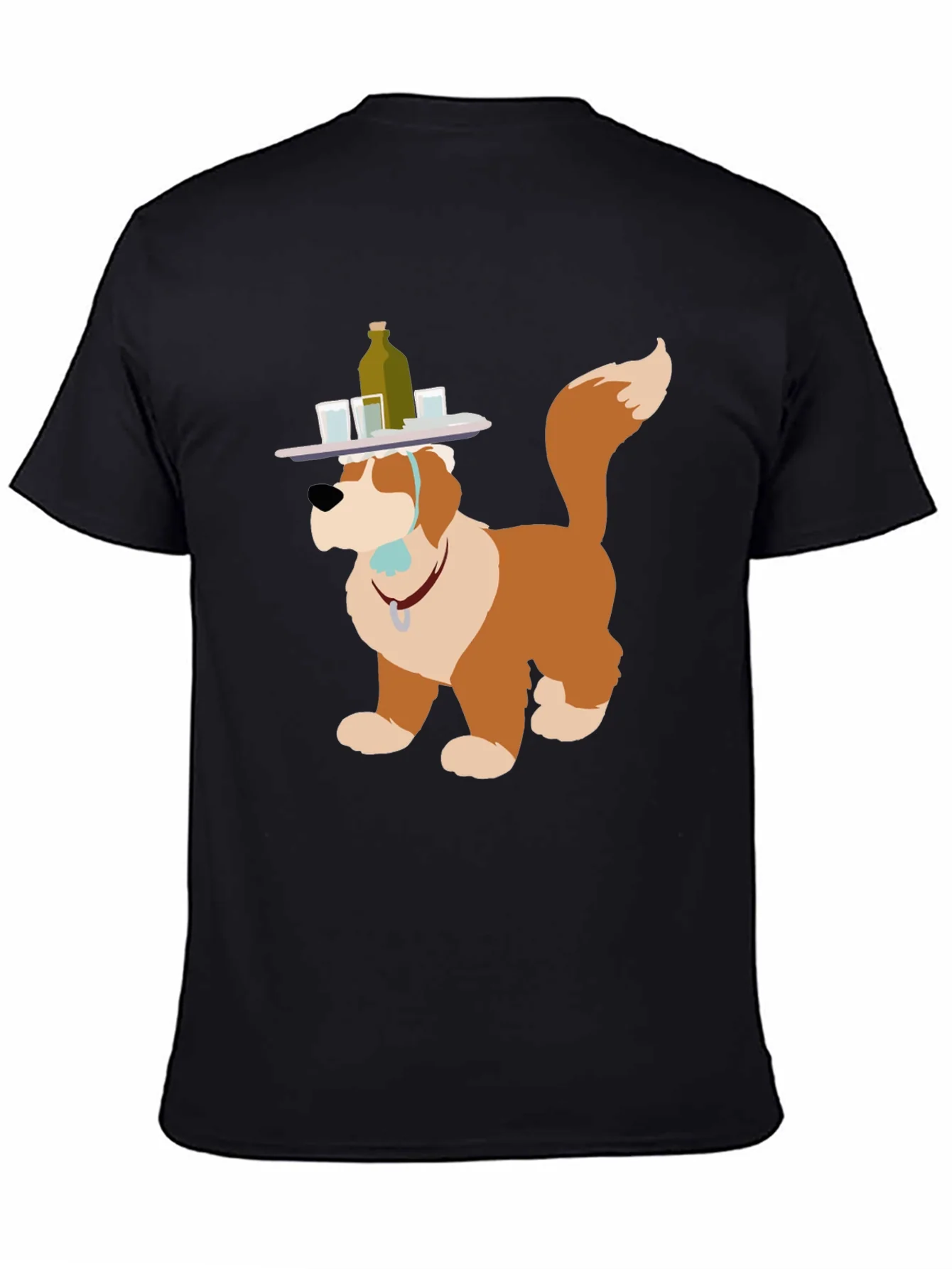 Camiseta Negra con Dise?o de Perro Cantinero