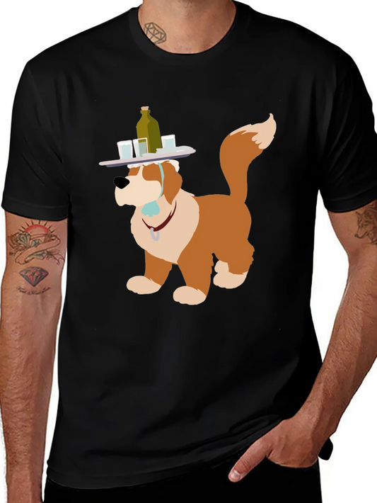 Camiseta Negra con Dise?o de Perro Cantinero