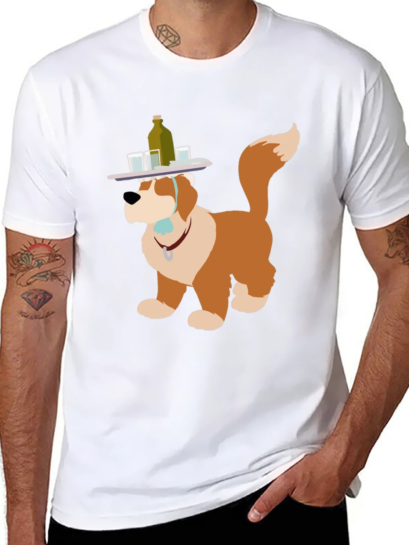 Camiseta Negra con Dise?o de Perro Cantinero
