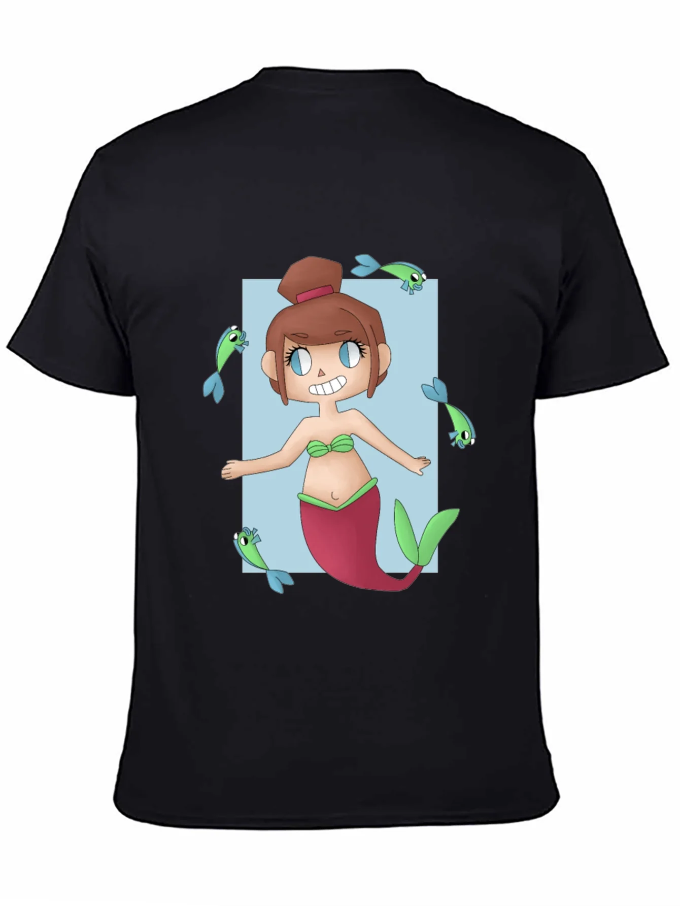 Camiseta Negra con Dise?o de Sirena Animada