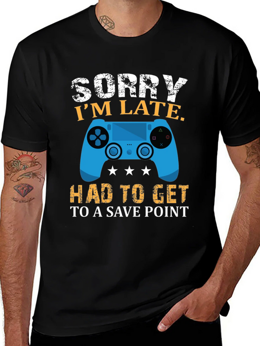 Rebbecca Gamer T-Shirt - Sorry Im Late Save Point Black Cotton Tee
