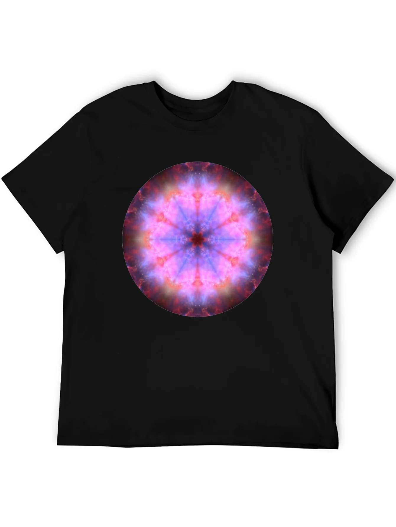 Camiseta Negra con Dise?o Mandala C¨®smica