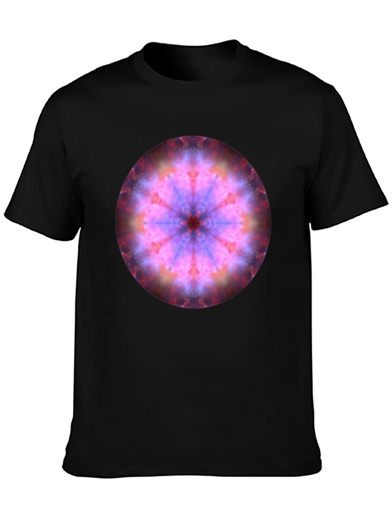 Camiseta Negra con Dise?o Mandala C¨®smica