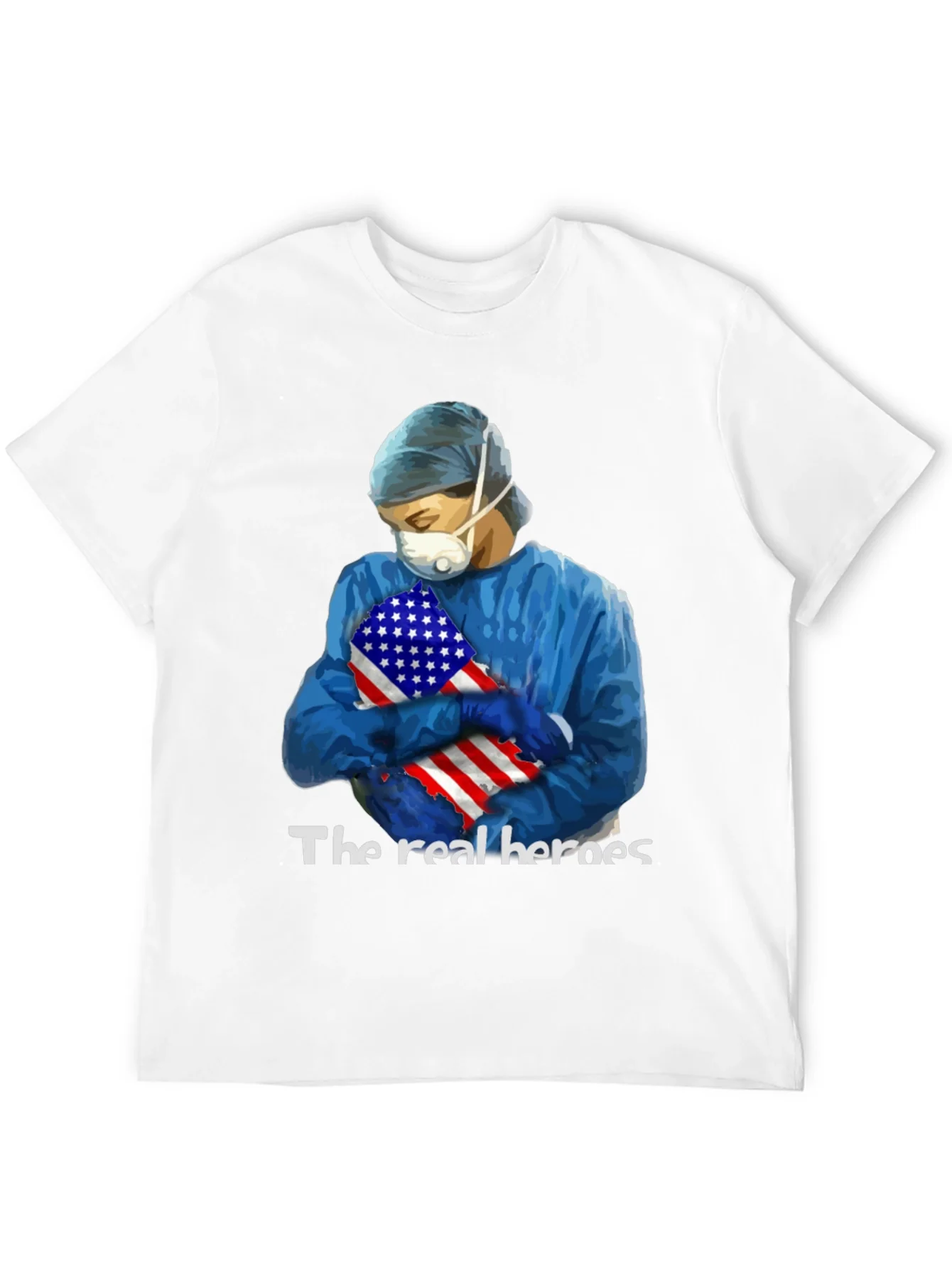Camiseta H¨¦roes de la Salud con Bandera USA