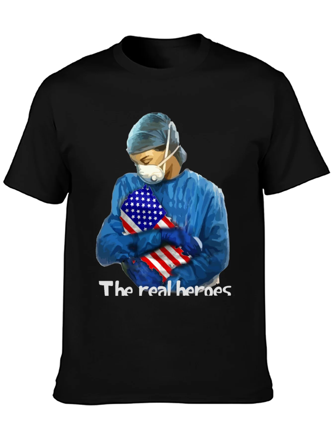 Camiseta H¨¦roes de la Salud con Bandera USA