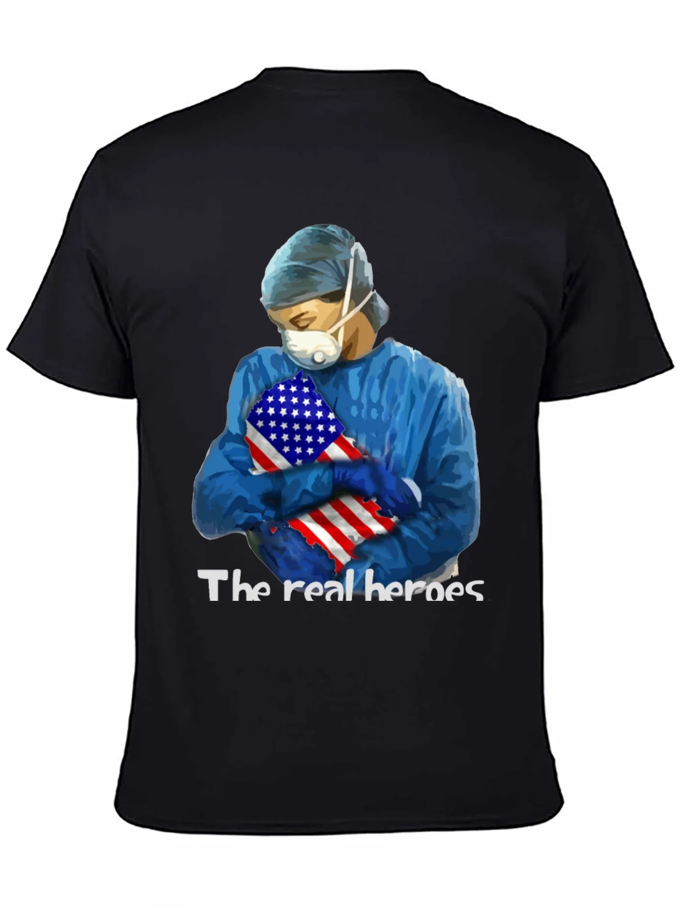 Camiseta H¨¦roes de la Salud con Bandera USA