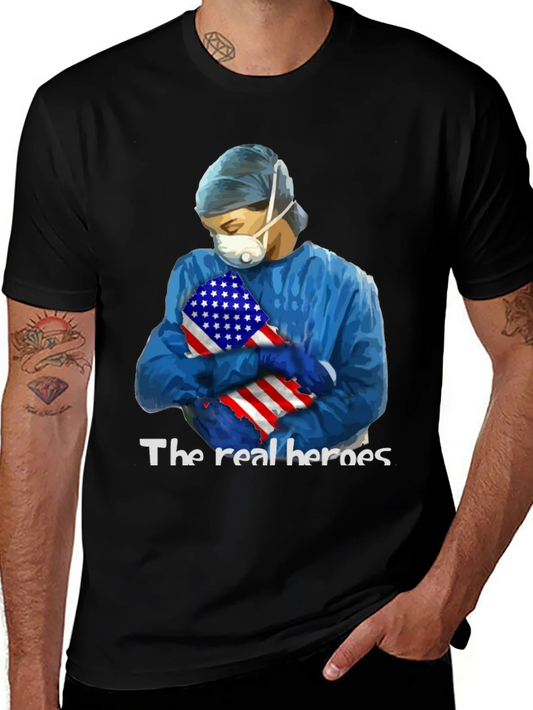 Camiseta H¨¦roes de la Salud con Bandera USA