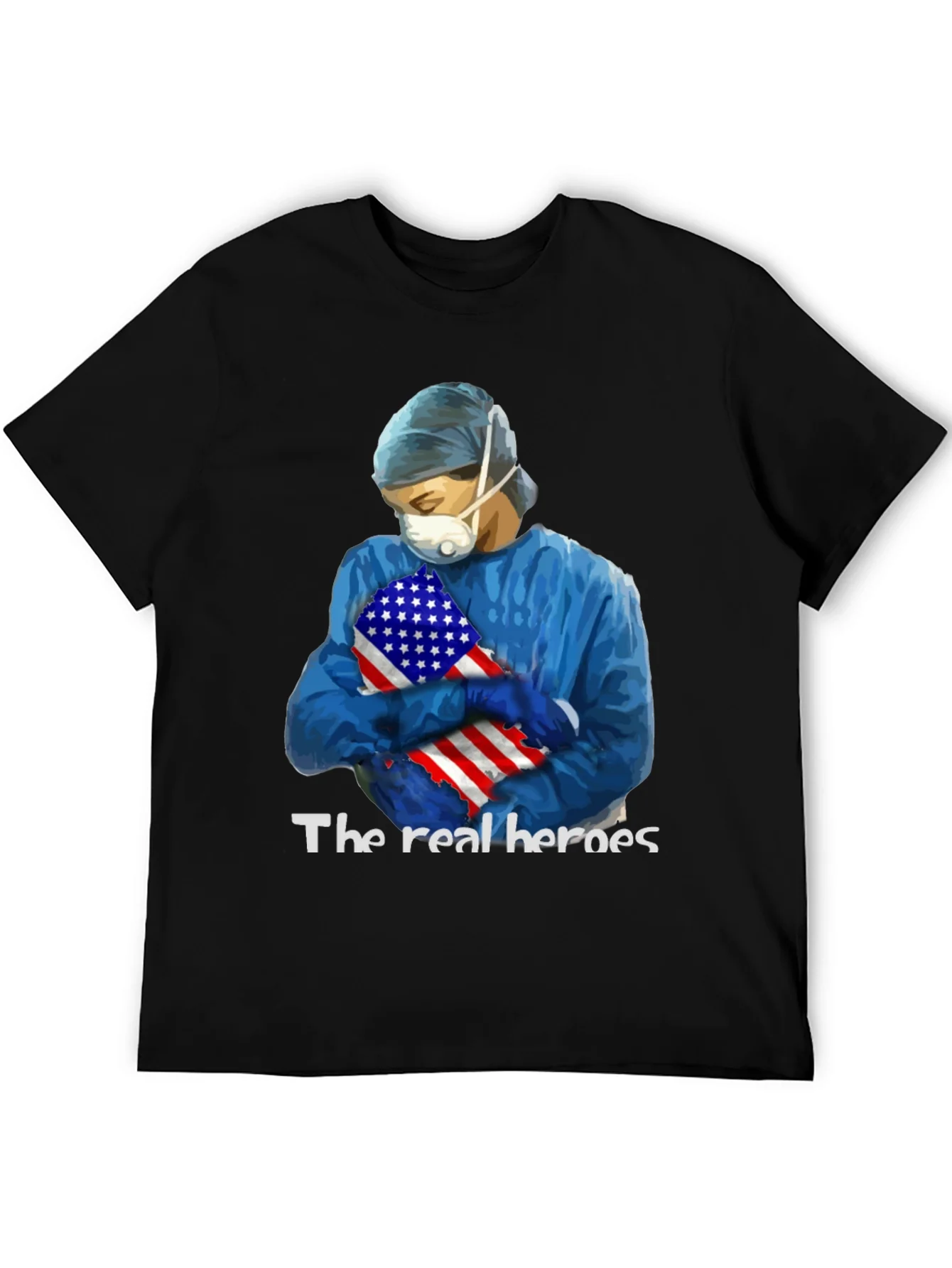 Camiseta H¨¦roes de la Salud con Bandera USA