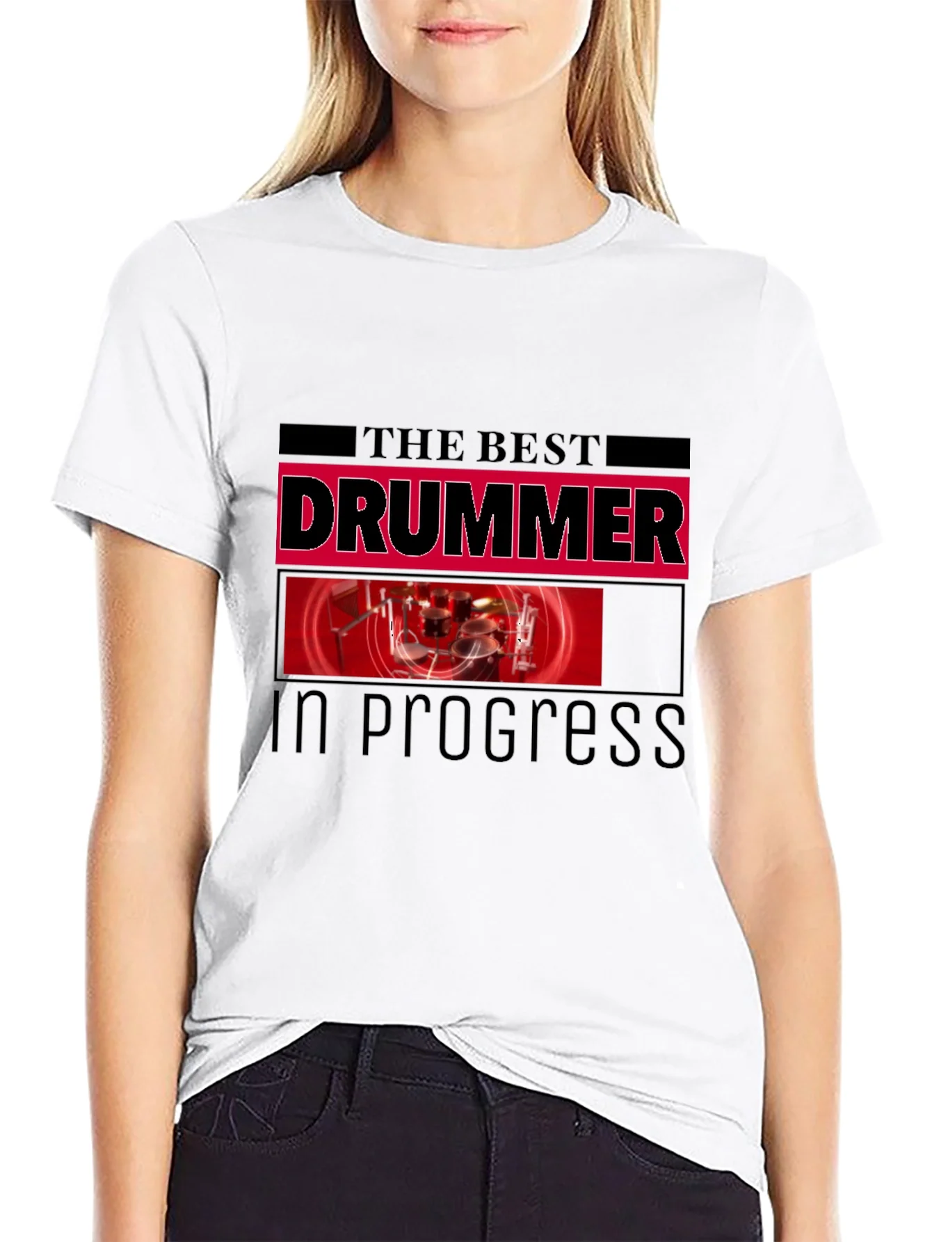 Rebbecca The Best Drummer In Progress Black T-Shirt