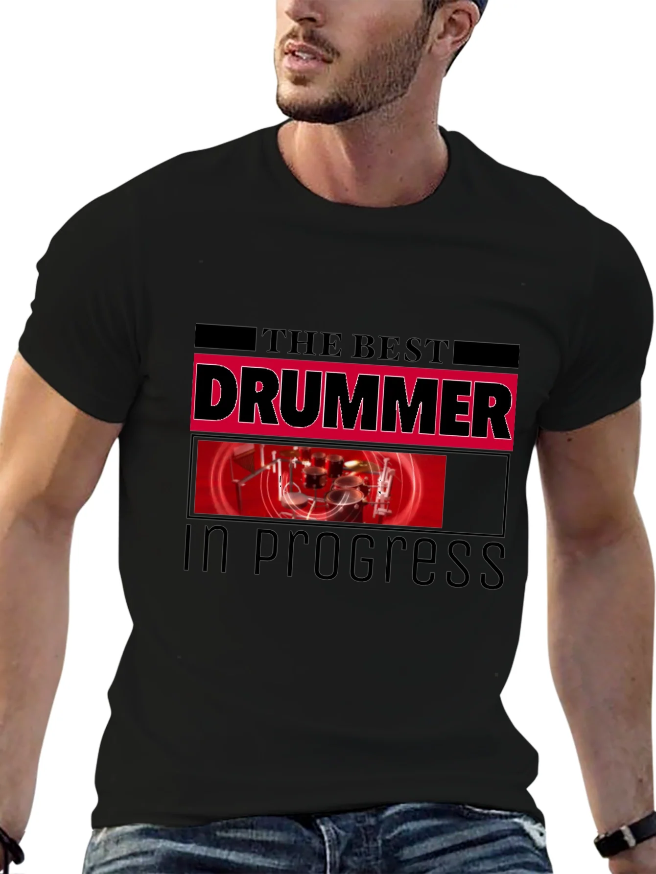 Rebbecca The Best Drummer In Progress Black T-Shirt