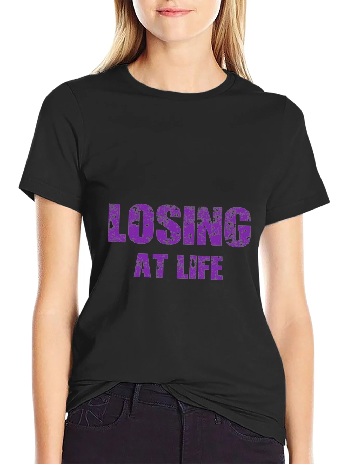 Camiseta Negra Losing At Life para Hombre