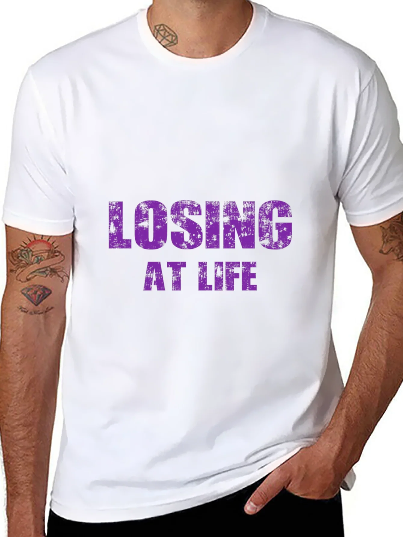 Camiseta Negra Losing At Life para Hombre