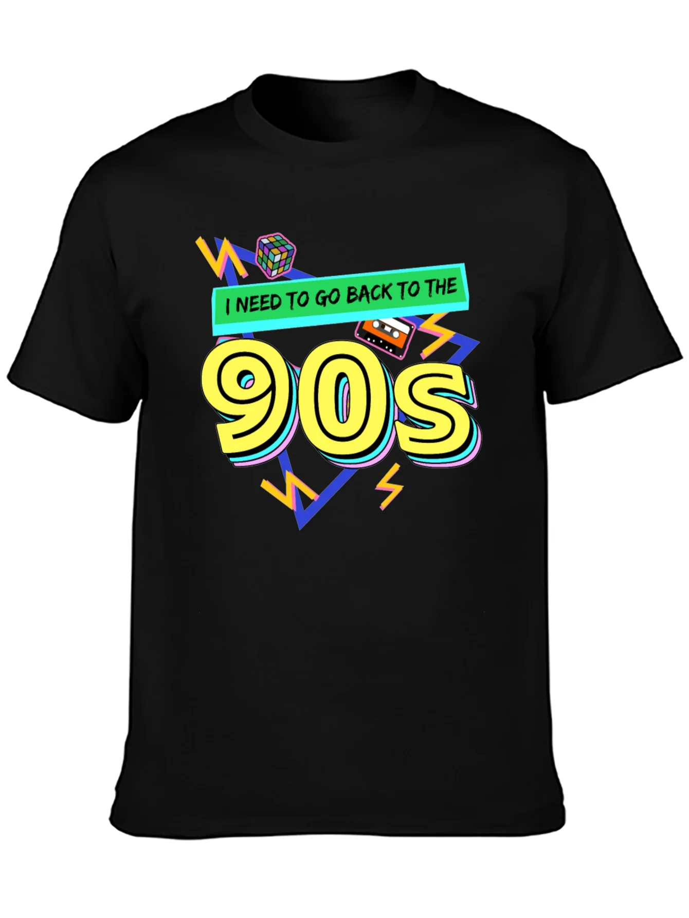 Camiseta Negra con Dise?o Retro de los 90