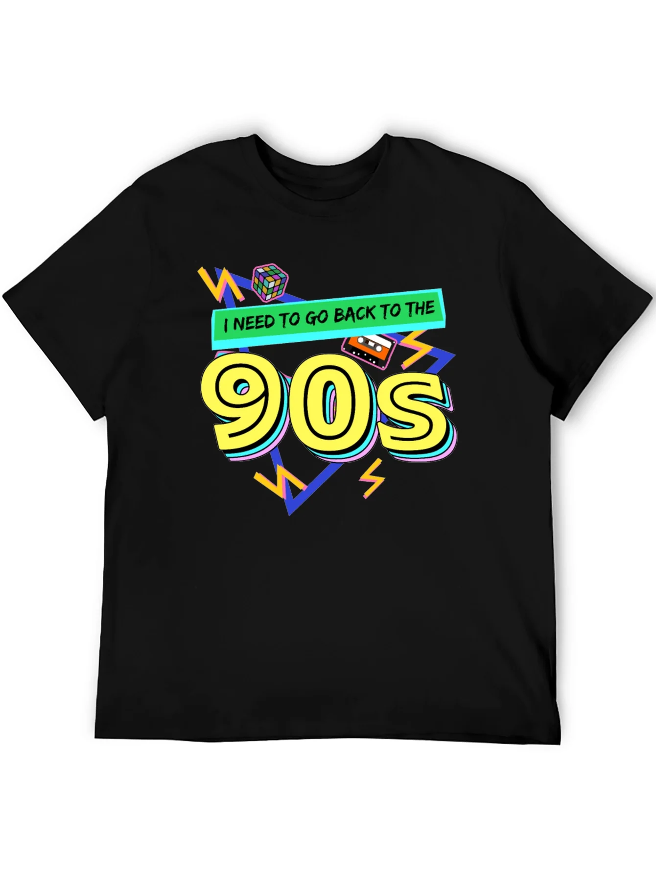Camiseta Negra con Dise?o Retro de los 90