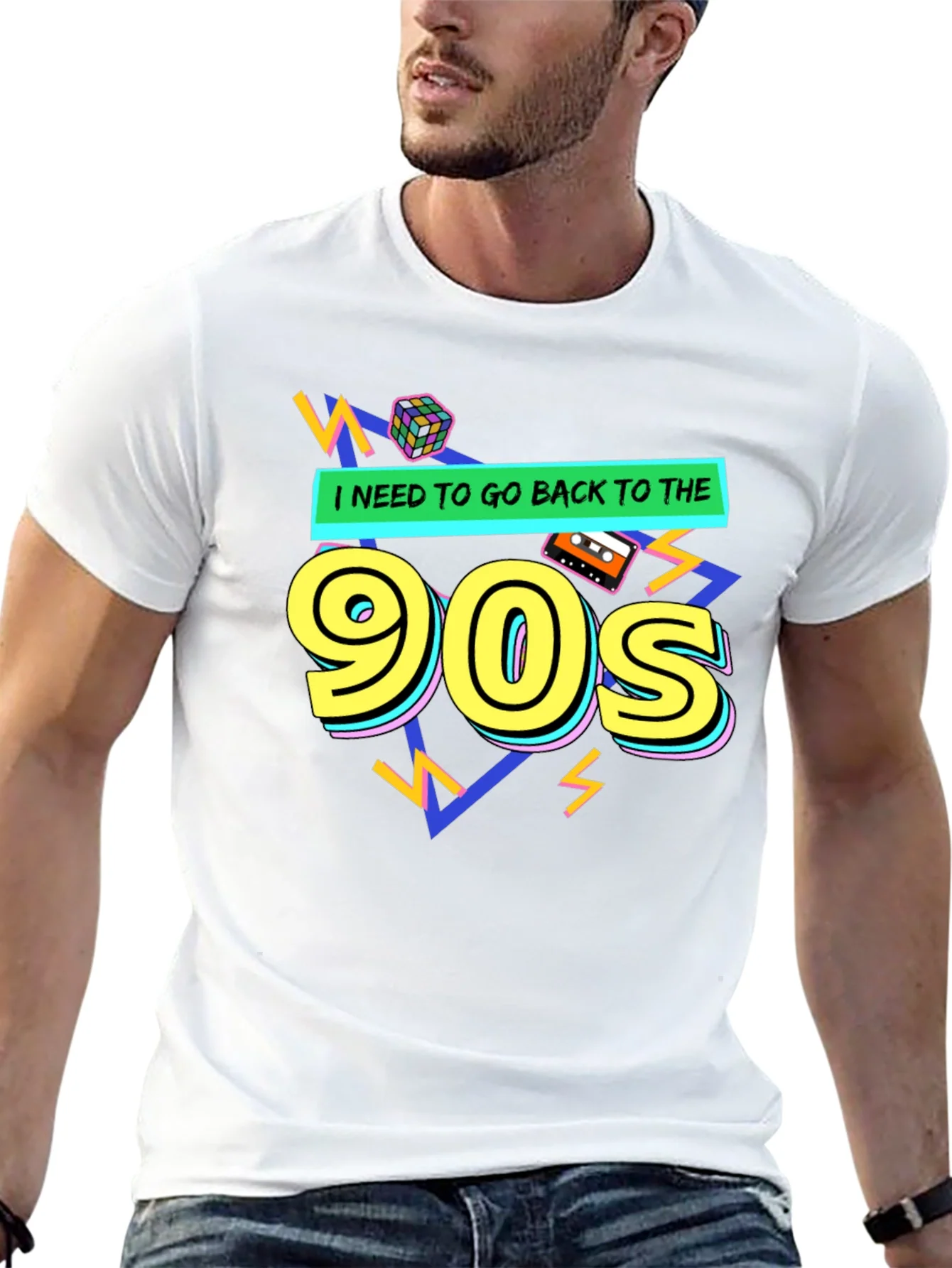Camiseta Negra con Dise?o Retro de los 90