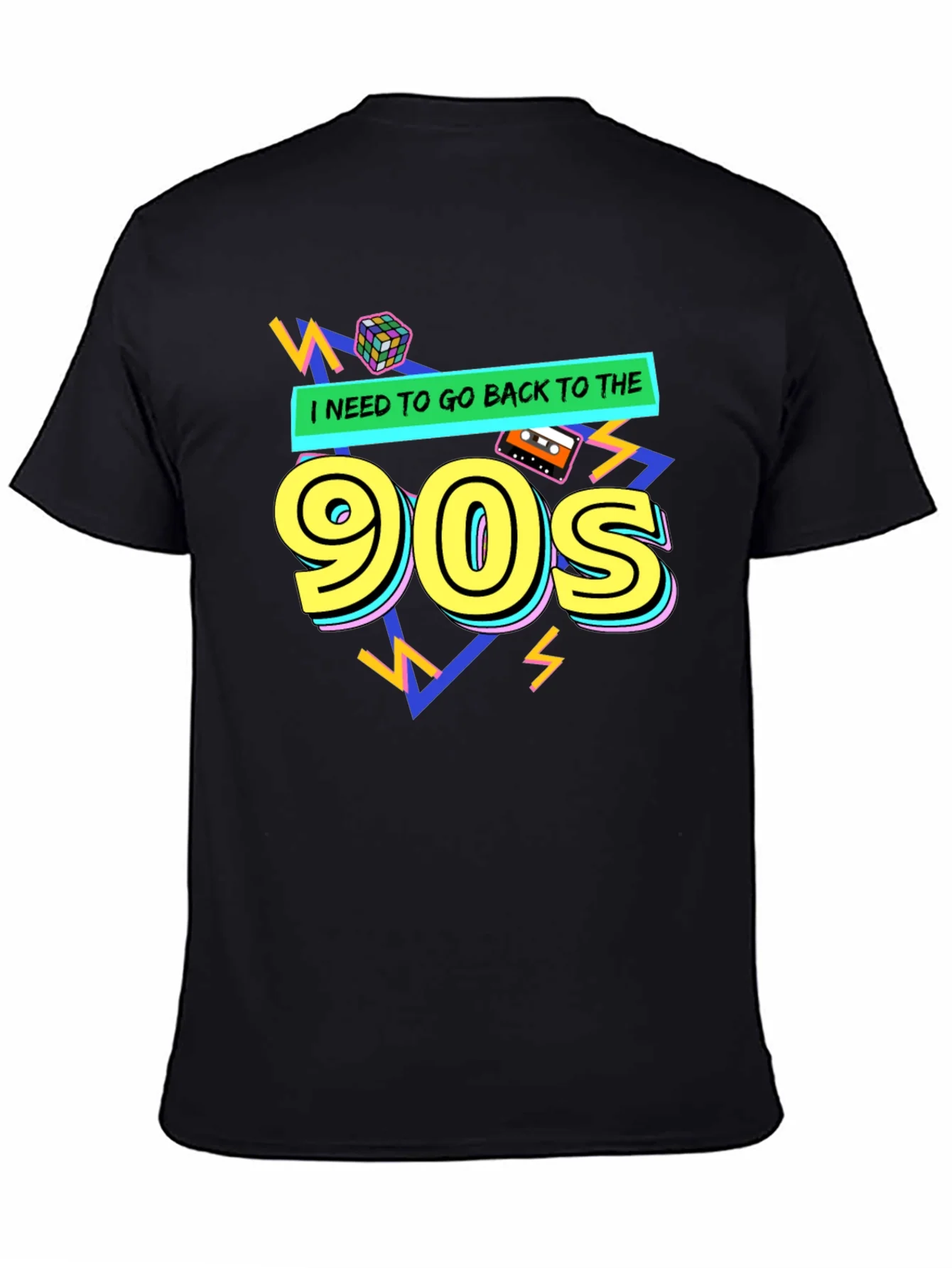 Camiseta Negra con Dise?o Retro de los 90