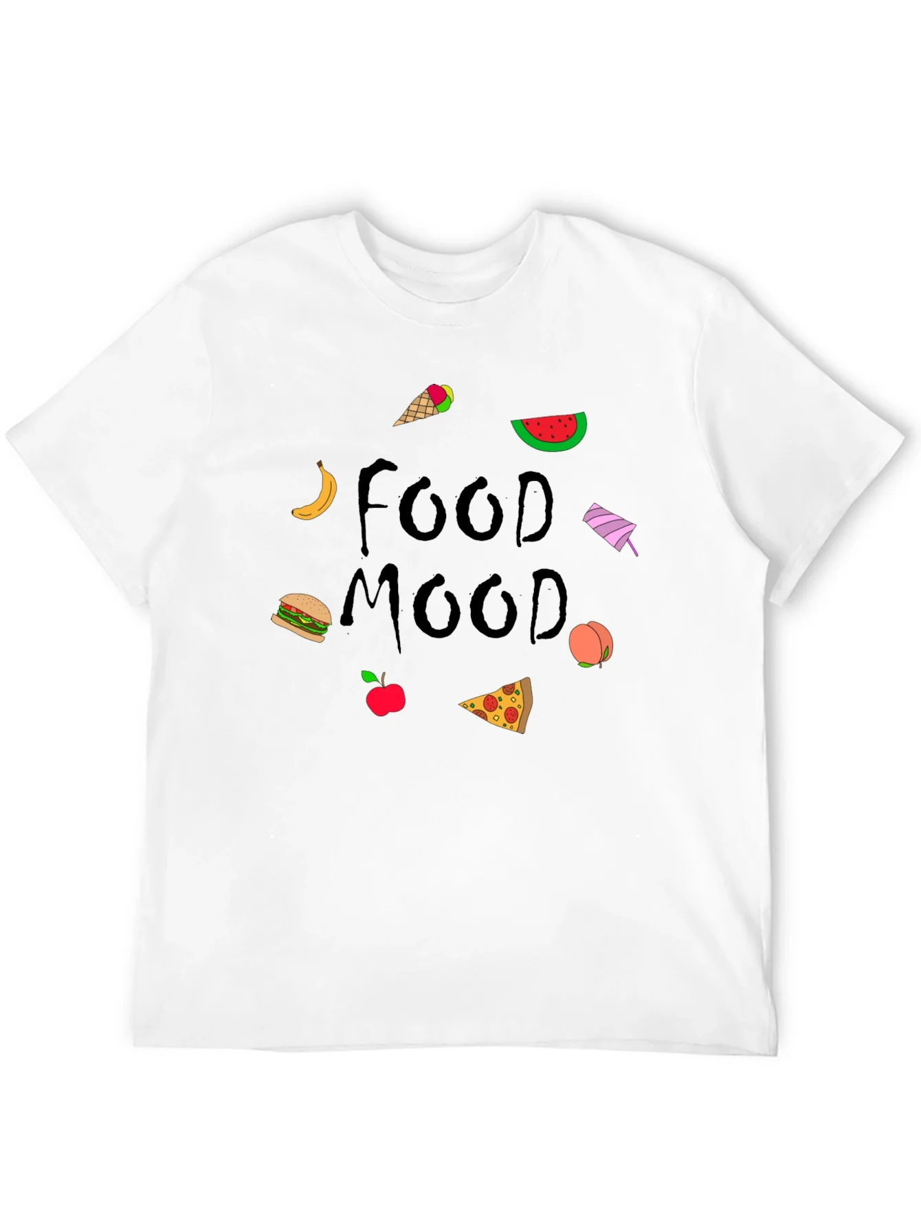 Camiseta Negra Food Mood con Dibujos de Comida