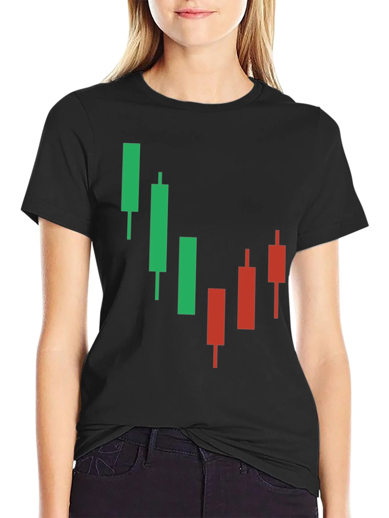 Camiseta Negra con Dise?o de Gr¨¢fico Burs¨¢til