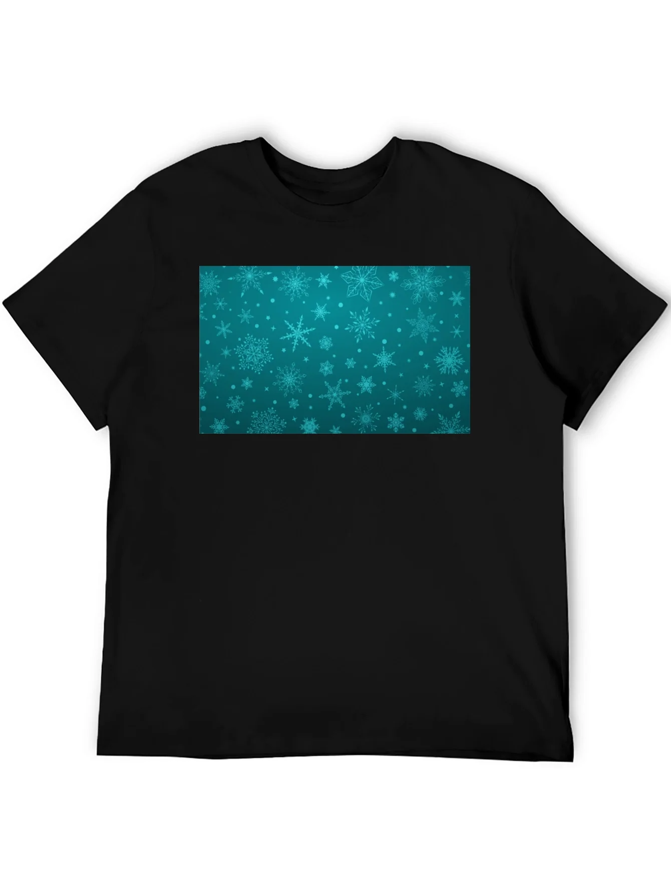 Camiseta Negra con Dise?o Invernal Azul